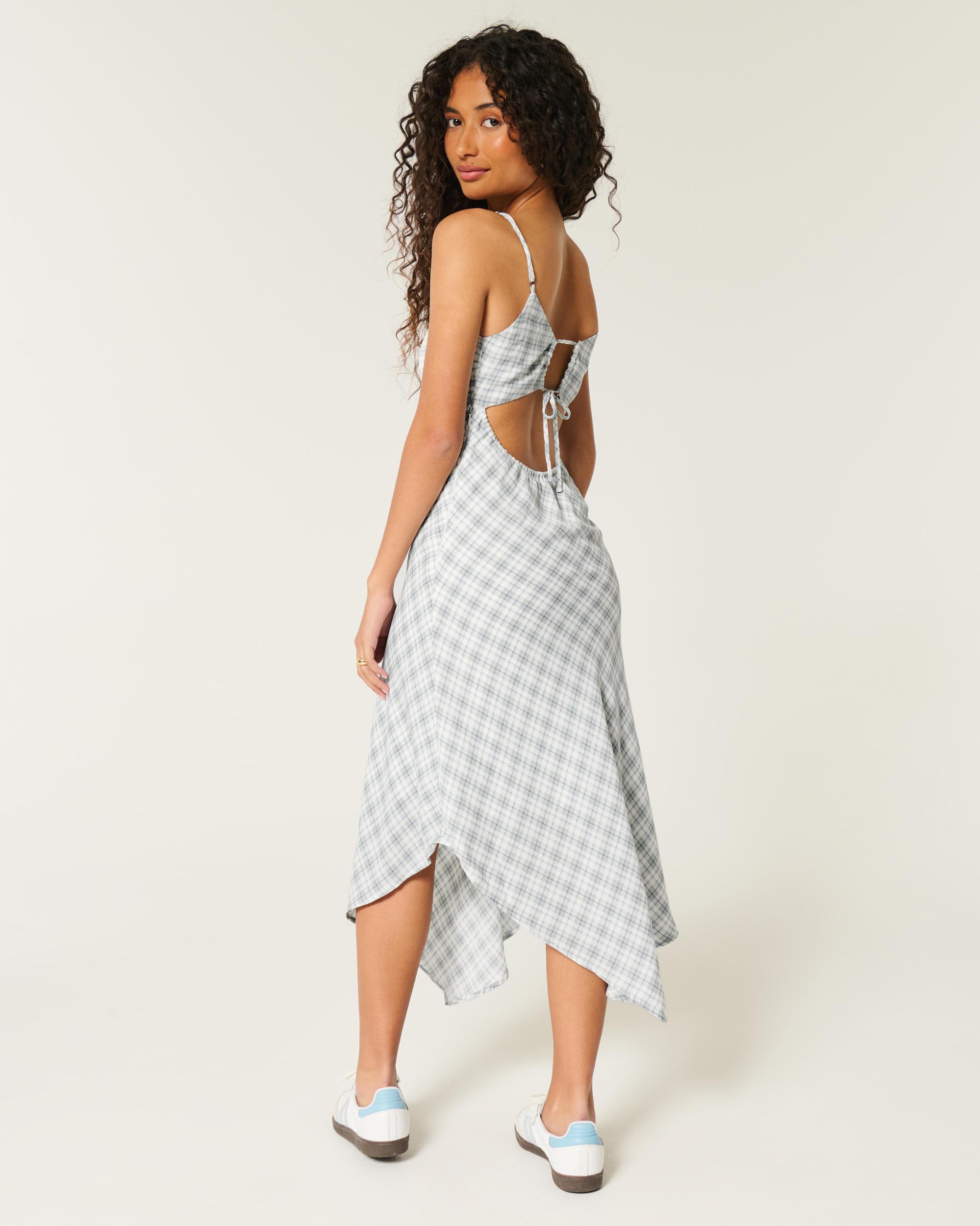 Asymmetrical Crepe Open-Back Midi Slip Dress Product Image