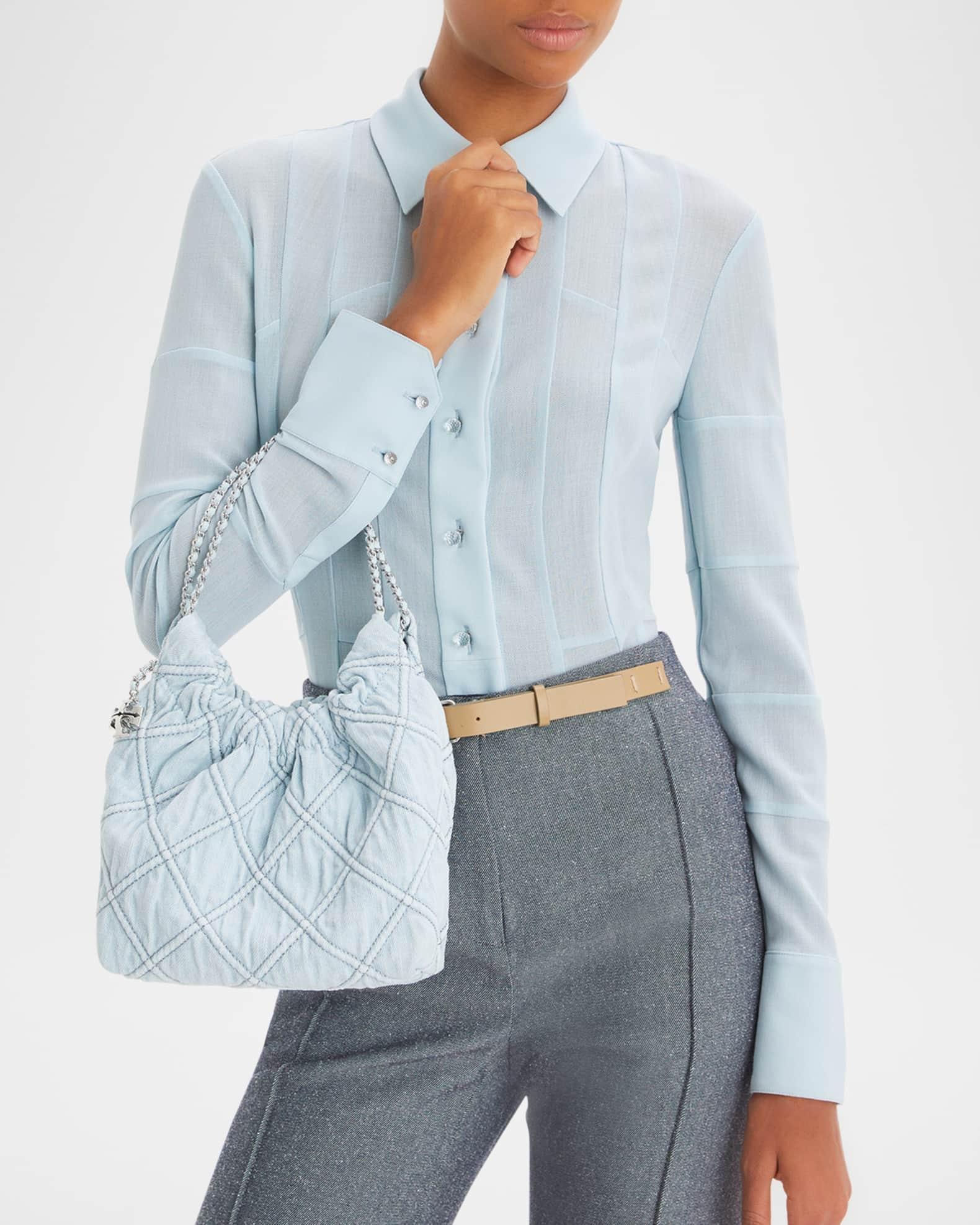 Fleming Mini Quilted Denim Hobo Bag Product Image