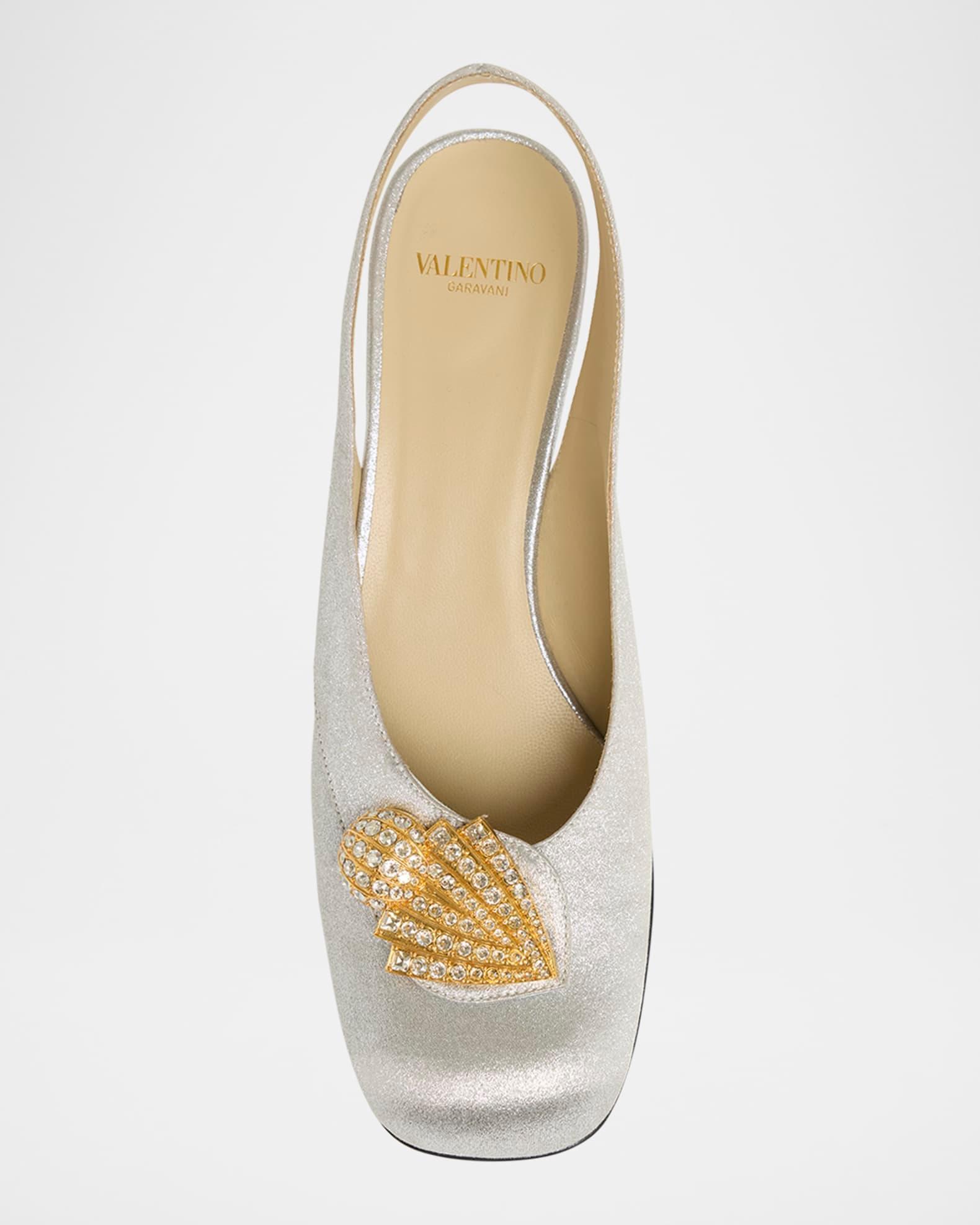 Adamantine Logo Leather Slingback Pumps Product Image