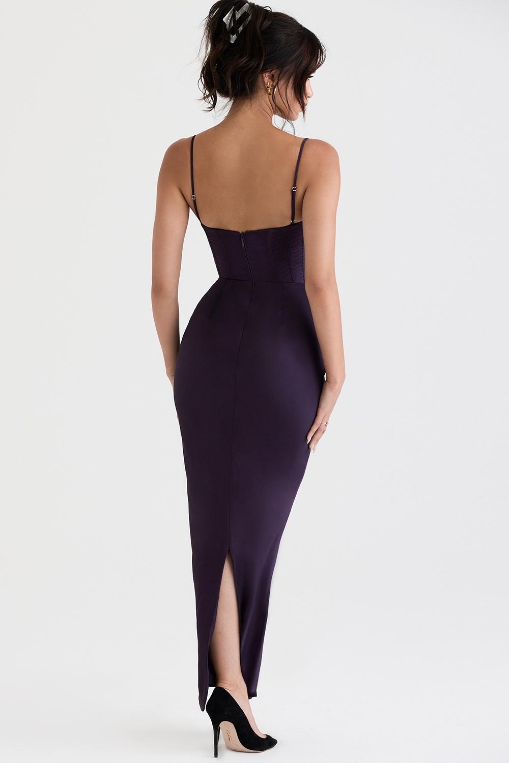 Charmaine Chocolate Corset Maxi Dress Product Image
