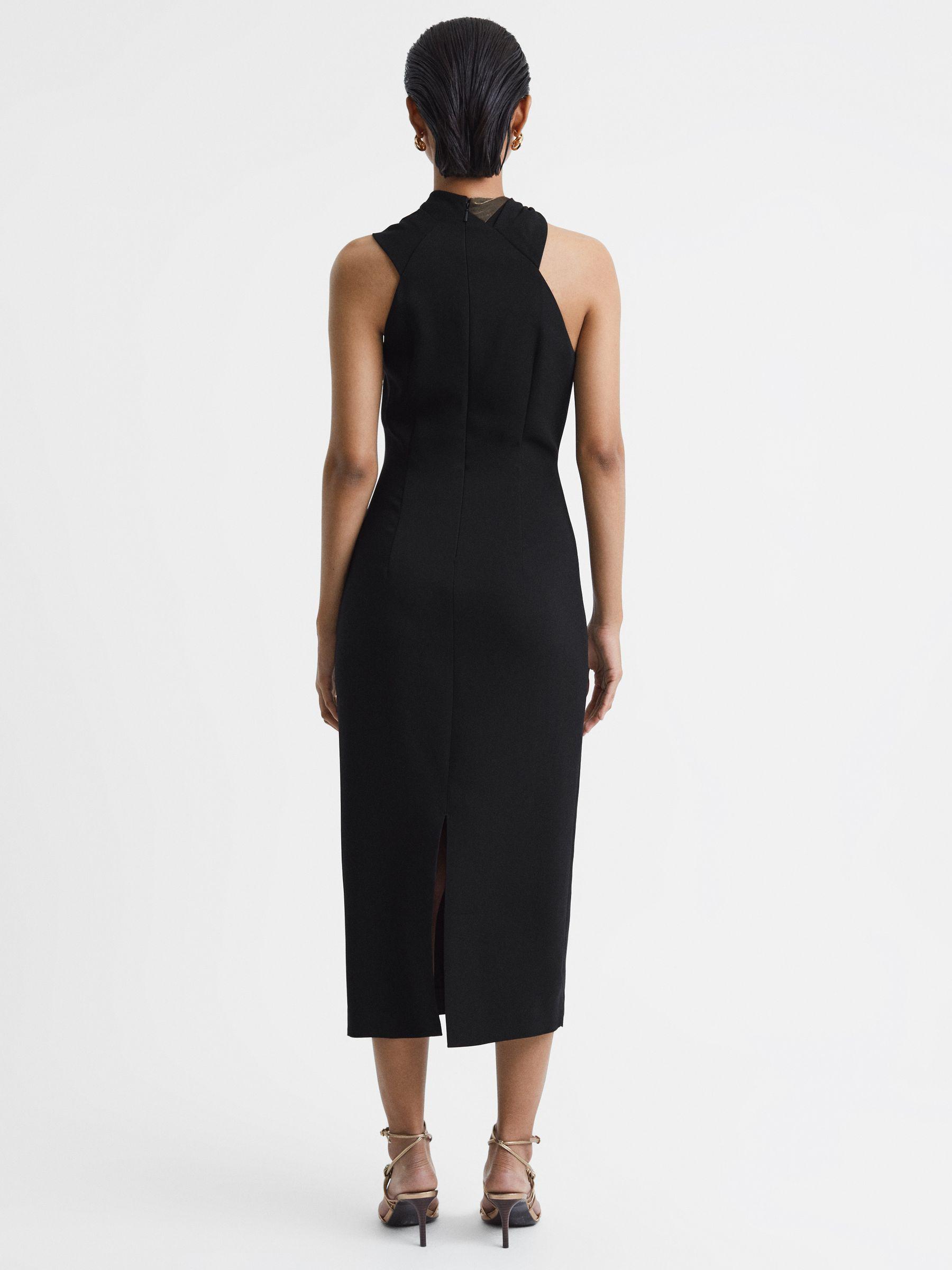 Metallic Stripe Bodycon Midi Dress in Black/Bronze Product Image