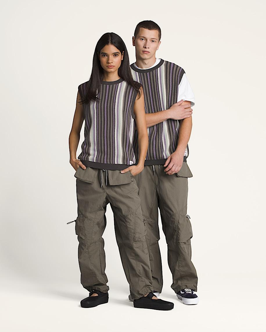 Premium Striped Sweater Vest in After Dark Brown / Grey / Purple| Vans US Product Image
