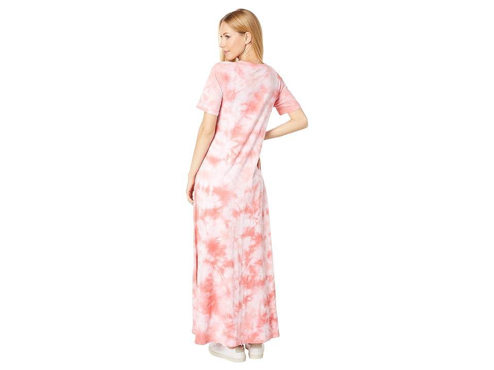 Mod-o-doc Tie-Dye Slub Jersey 1/2 Sleeve Maxi Crew Dress (Soft Rust) Women's Clothing Product Image