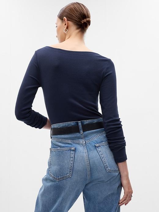 Linen-Blend Boatneck T-Shirt Product Image