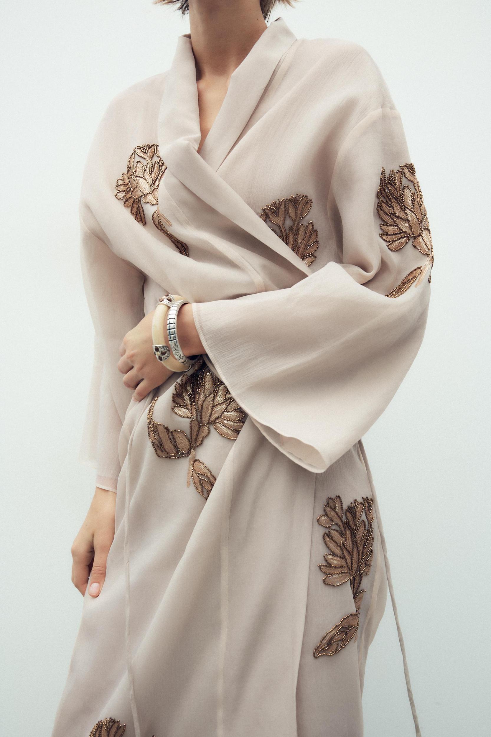 SILK KIMONO WITH EMBROIDERY AND BEADS Product Image