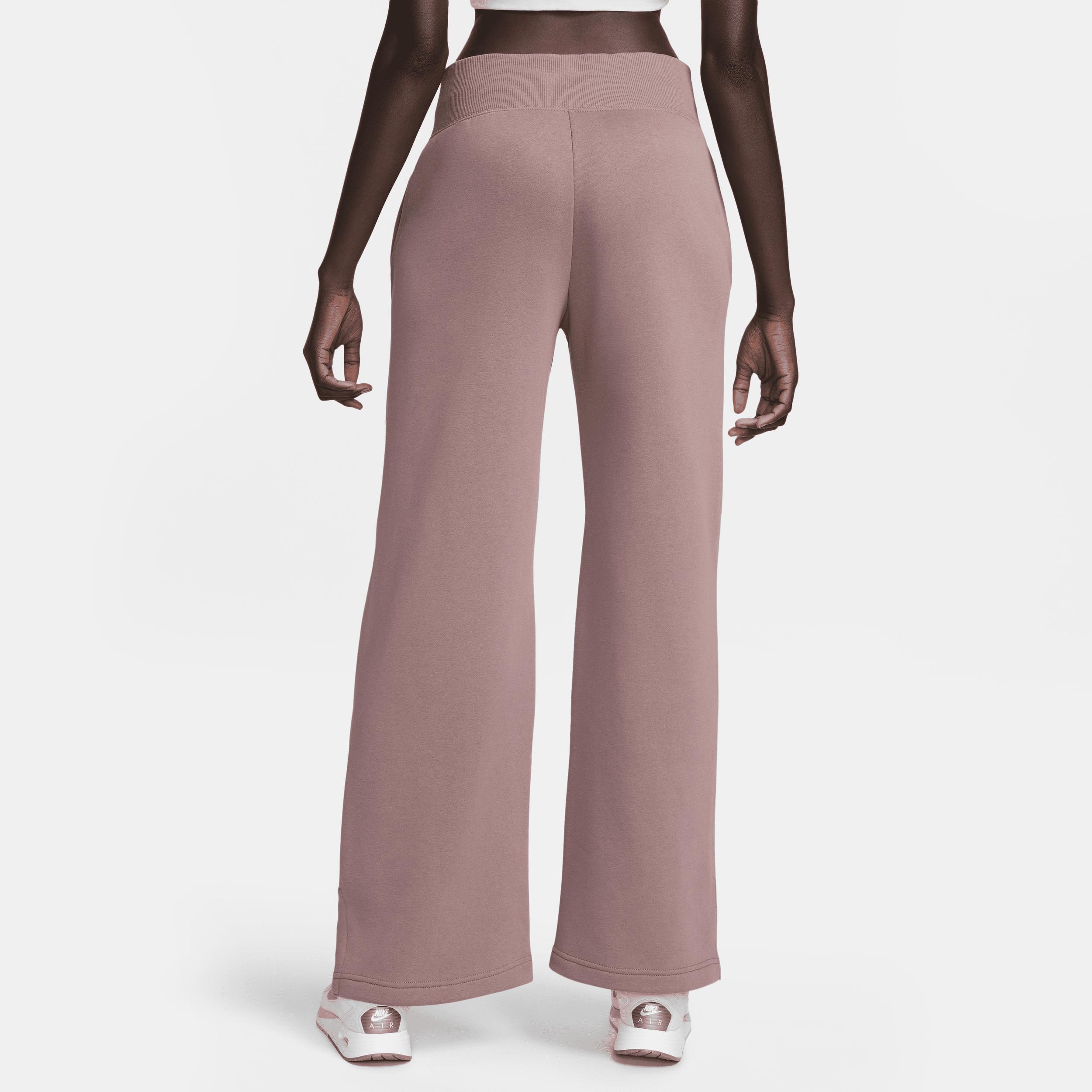 Nike Womens Phoenix High Rise Wide Pants - White/Pink Product Image