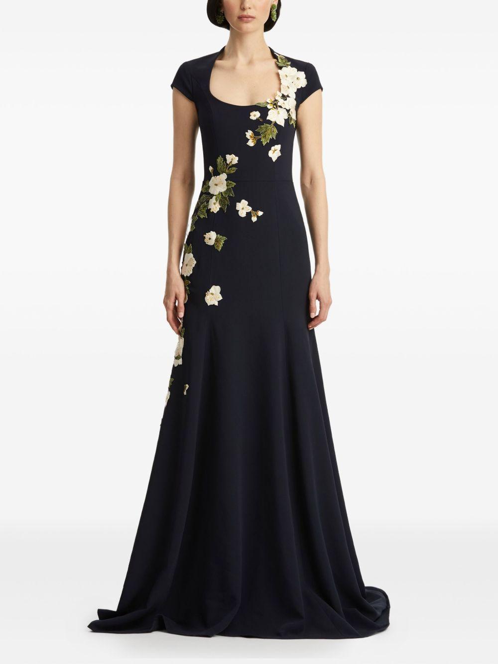 floral-embroidered evening dress Product Image