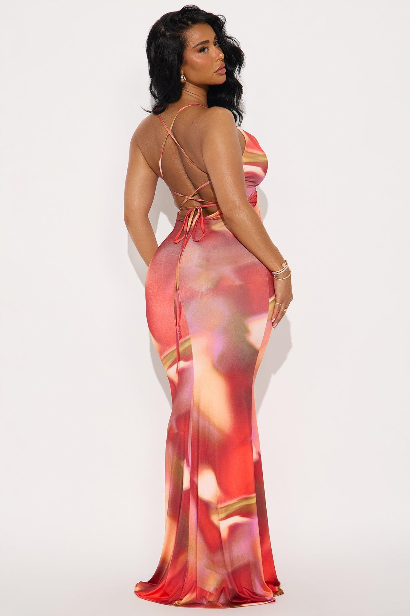 Heat Wave Maxi Dress - Red/combo Product Image