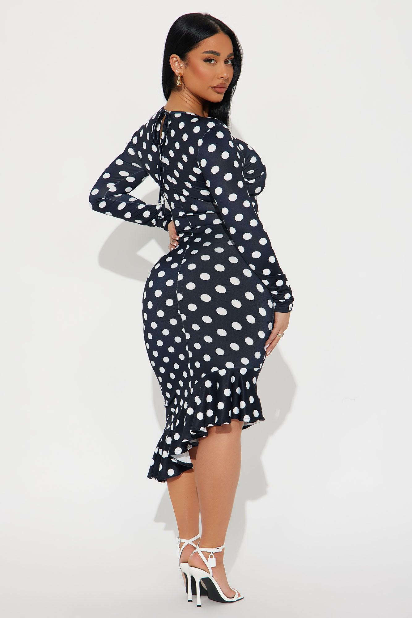 New Obsession Polka Dot Midi Dress - Black/combo Product Image