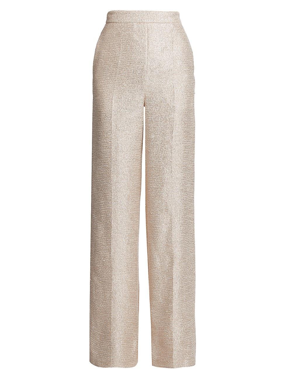 Bettina Mid-Rise Metallic Tweed Wide-Leg Pants Product Image