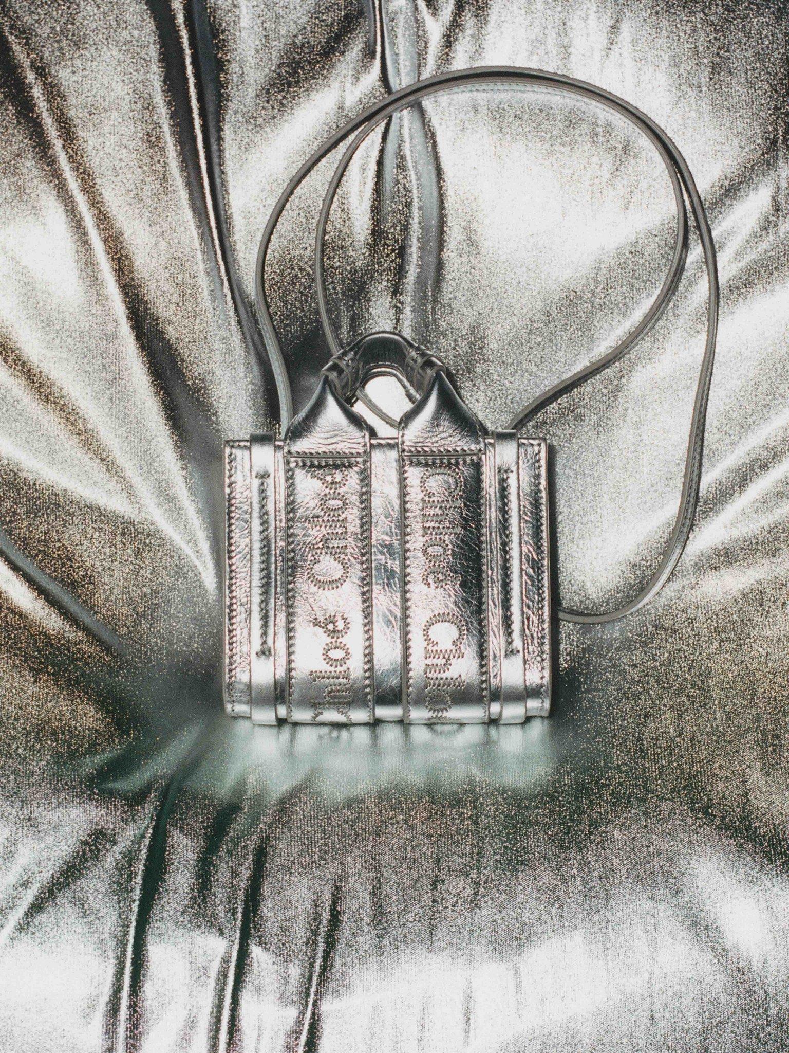 Nano Woody tote bag in metallized leather Product Image