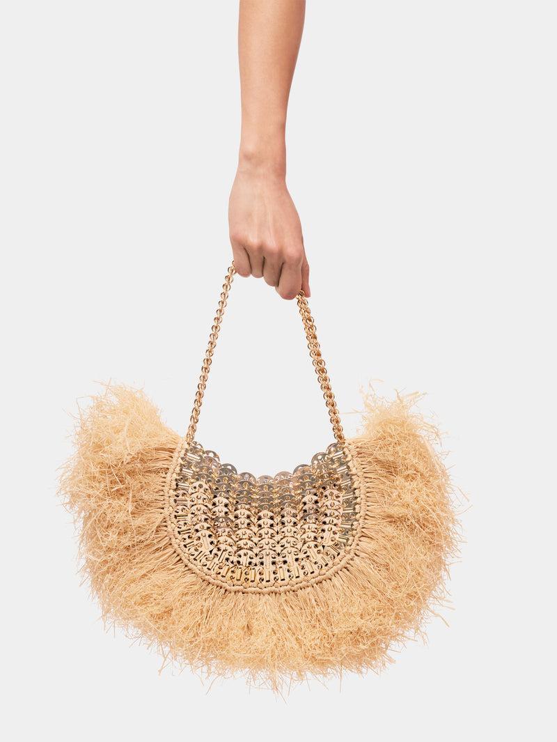 Iconic 1969 moon bag with natural raphia fringes Product Image