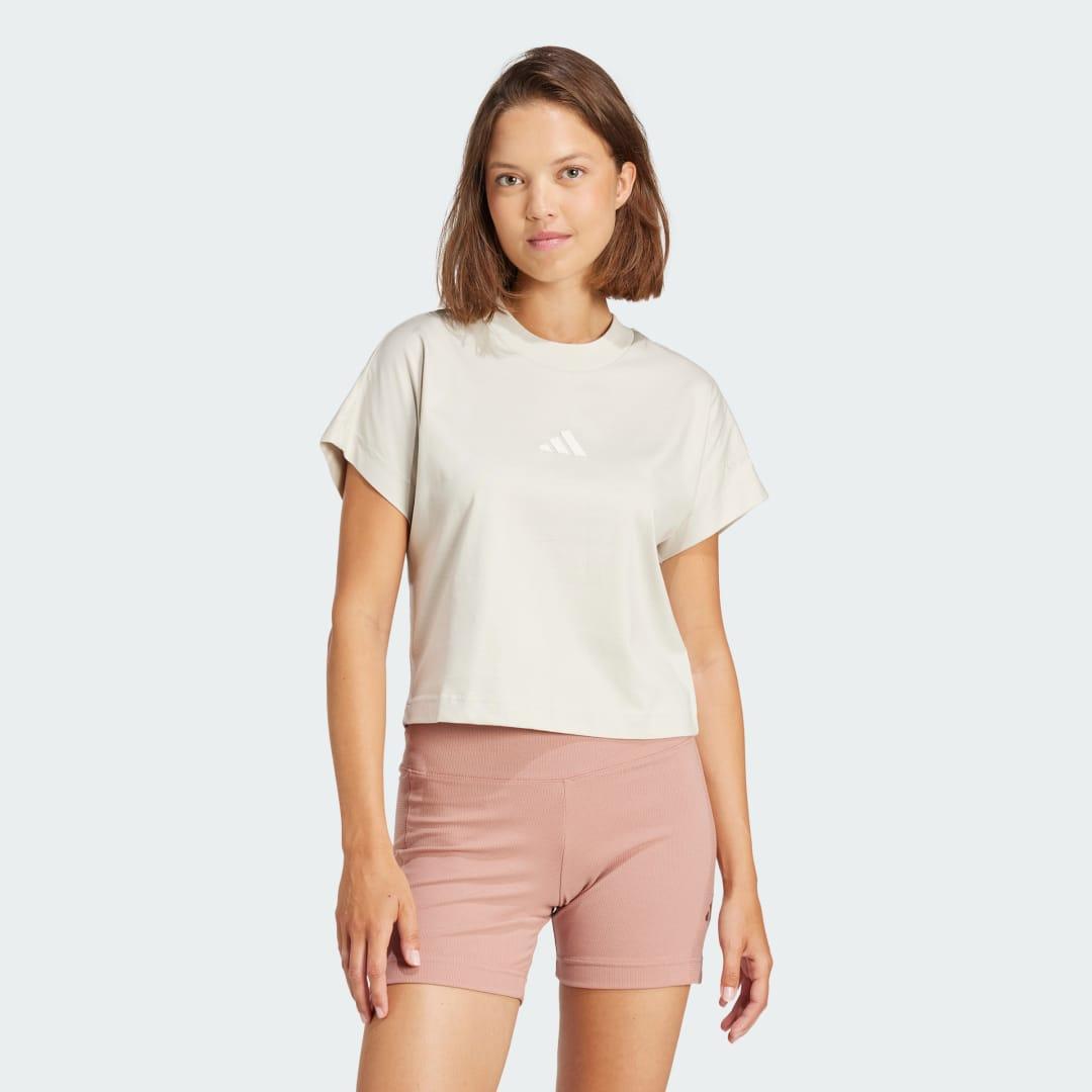 adidas ALL SZN Tee Beige M Womens Product Image