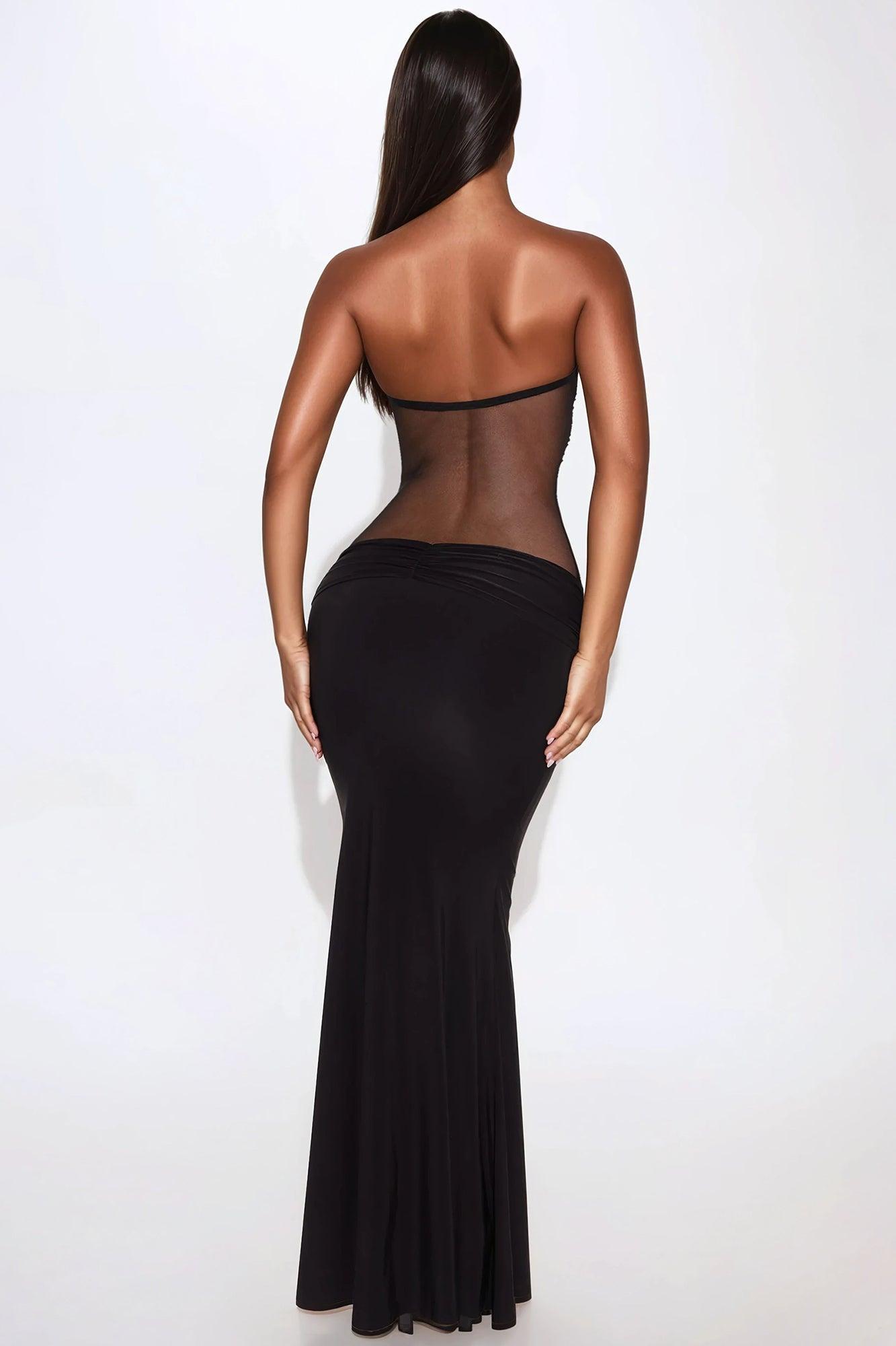 Elena Sheer Mesh Maxi Dress - Black Product Image