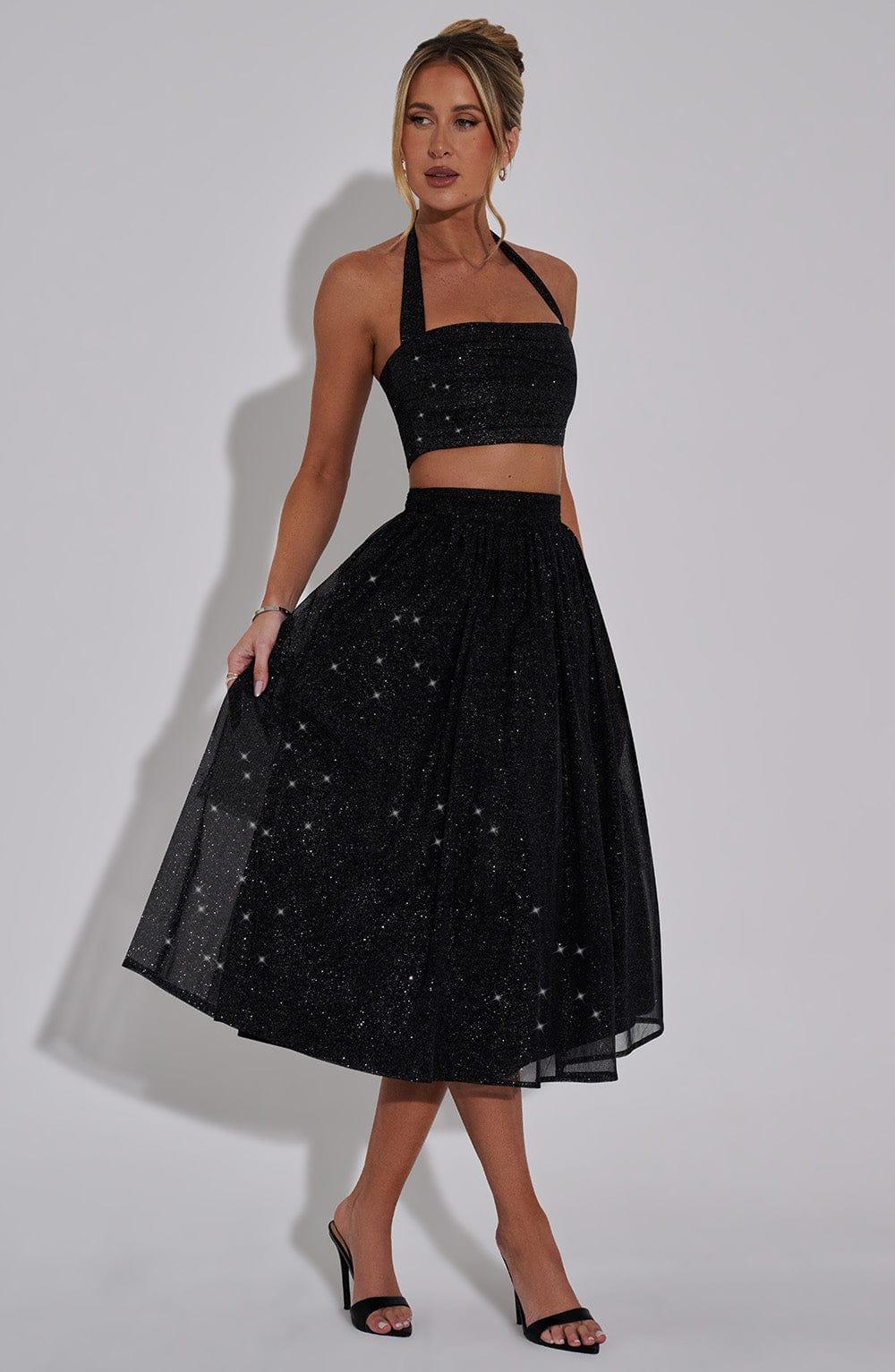 Alani Midi Skirt - Black Sparkle Product Image