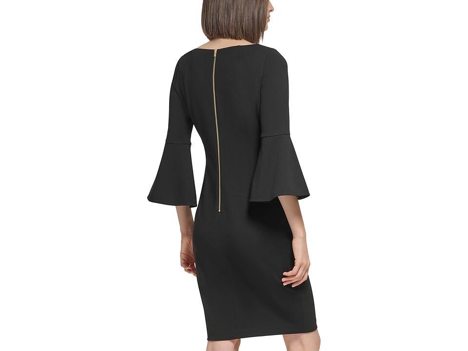 Calvin Klein Peplum Sheath Dress (Black 3) Women's Dress Product Image