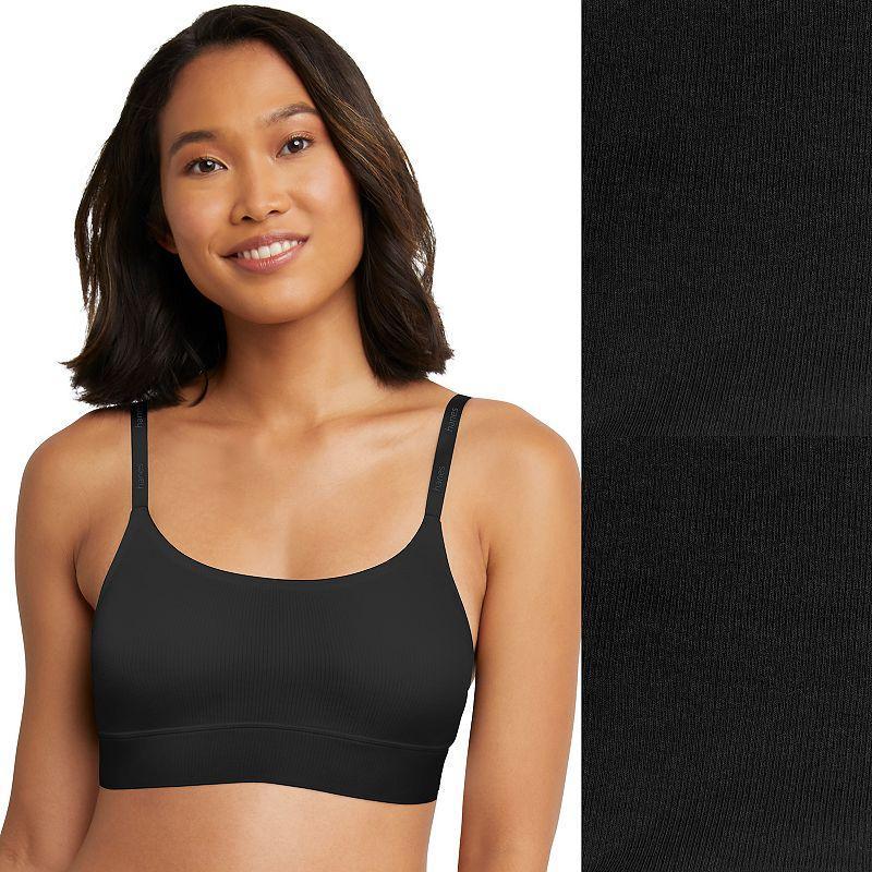 Hanes Originals Ultimate 2-Pack Stretch Cotton Longline Bralette DHO104, Women's, Size: Medium, Moonlight Gray Black Product Image