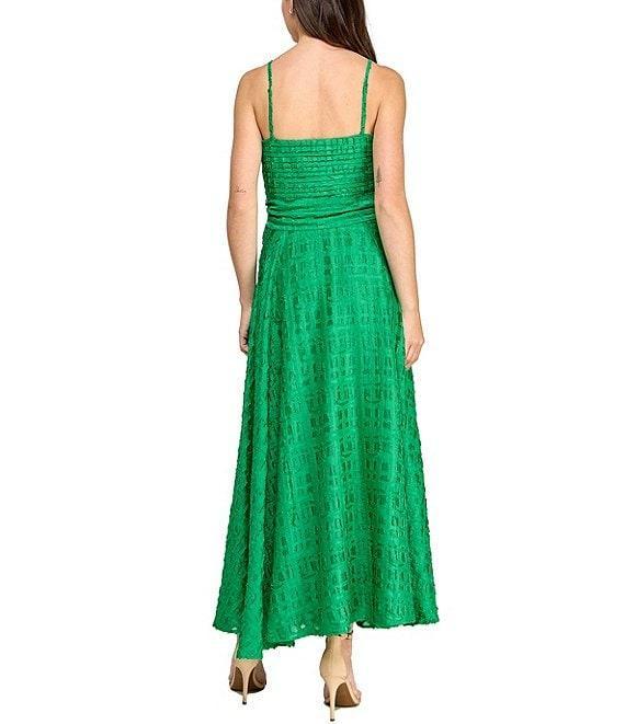 Layered With Love Jacquard Stripe V Neck Sleeveless Front Bow A-Line Maxi Dress Product Image