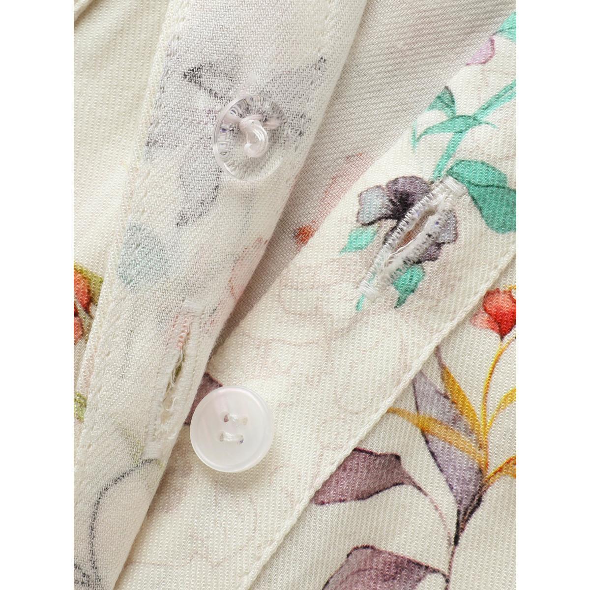 Plus Size Originalwhite Shirt Collar Floral Patched Pocket Blouse Women Elegant Long Sleeve Shirt collar Everyday Blouses BloomChic 30/6X Product Image