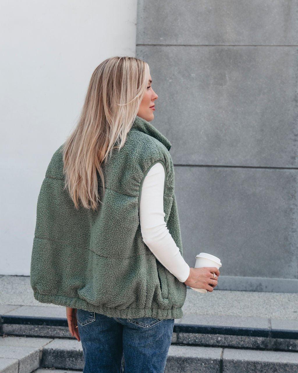 Mountainside Zip Up Fleece Vest - Sage - FINAL SALE Product Image