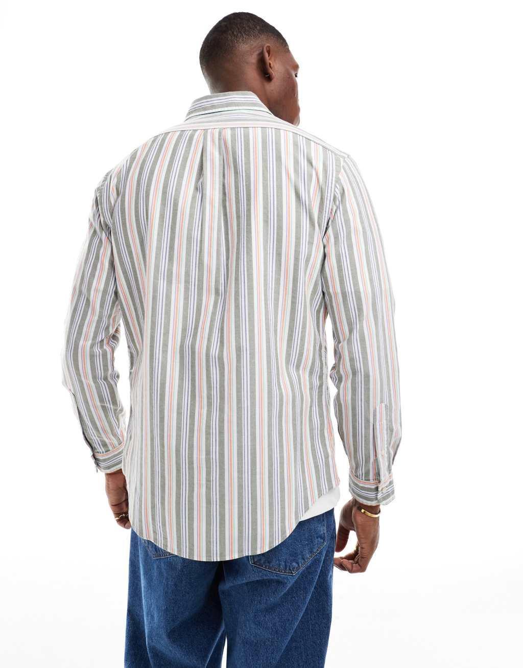 Polo Ralph Lauren icon logo oxford shirt in multi stripe Product Image