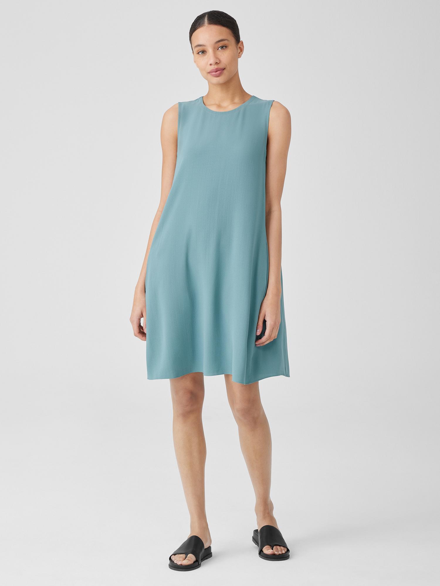 Silk Georgette Crepe Round Neck Dress Product Image