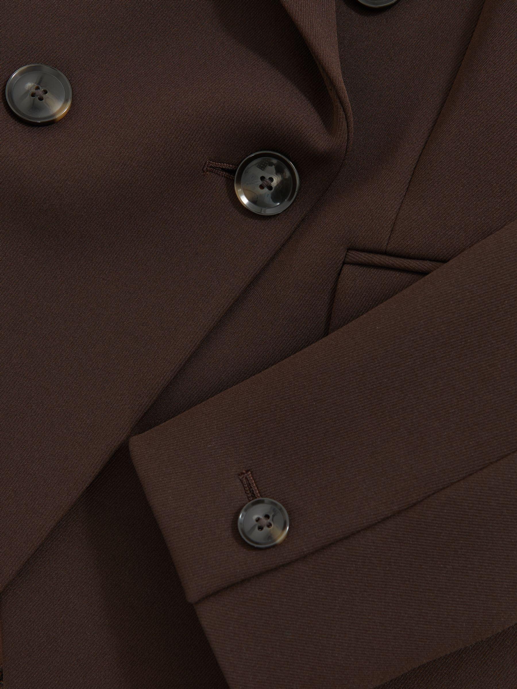 Petite Double-Breasted Suit Blazer in Chocolate Brown Product Image