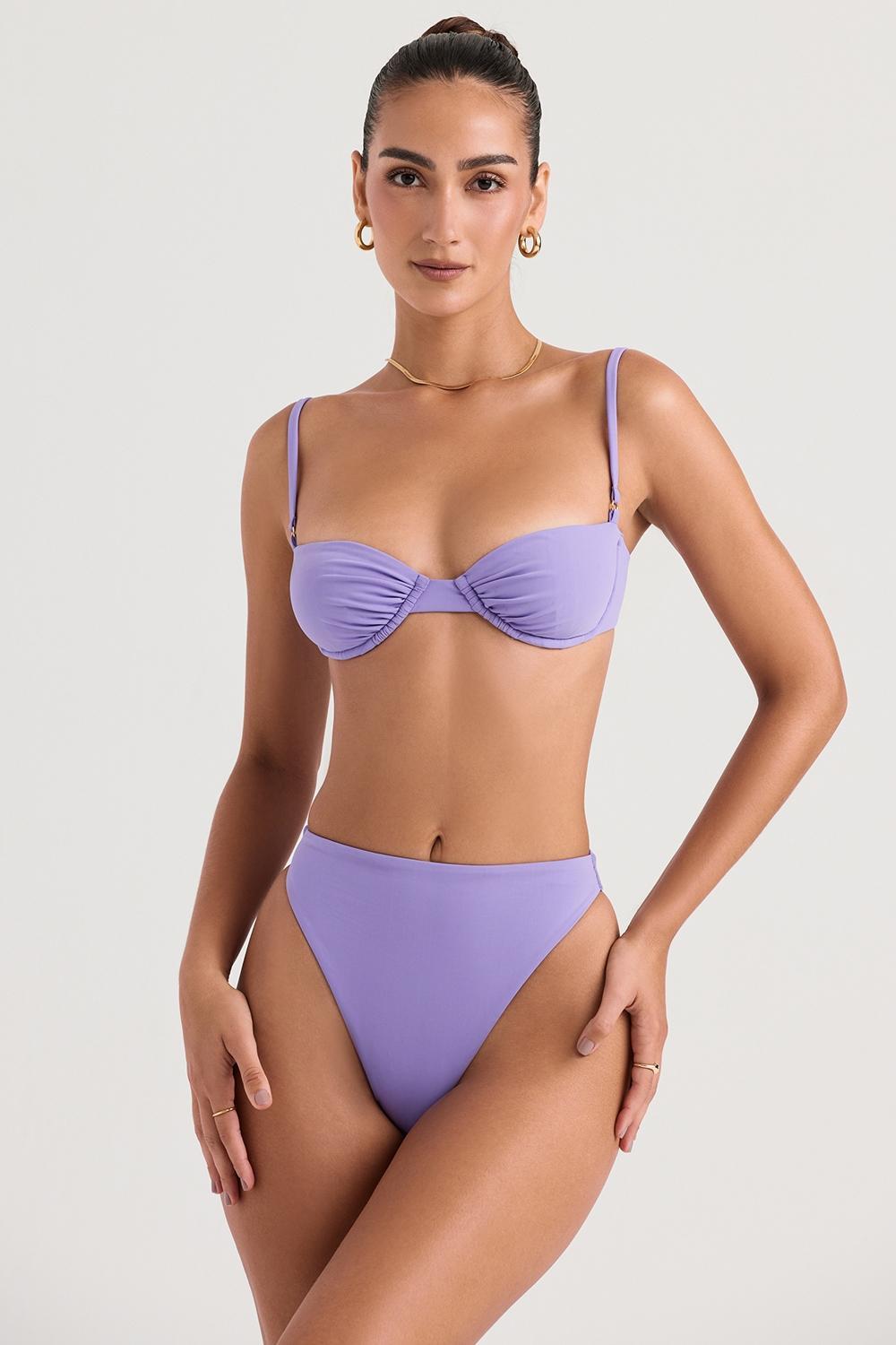Cassis  violet ruched bikini top Product Image