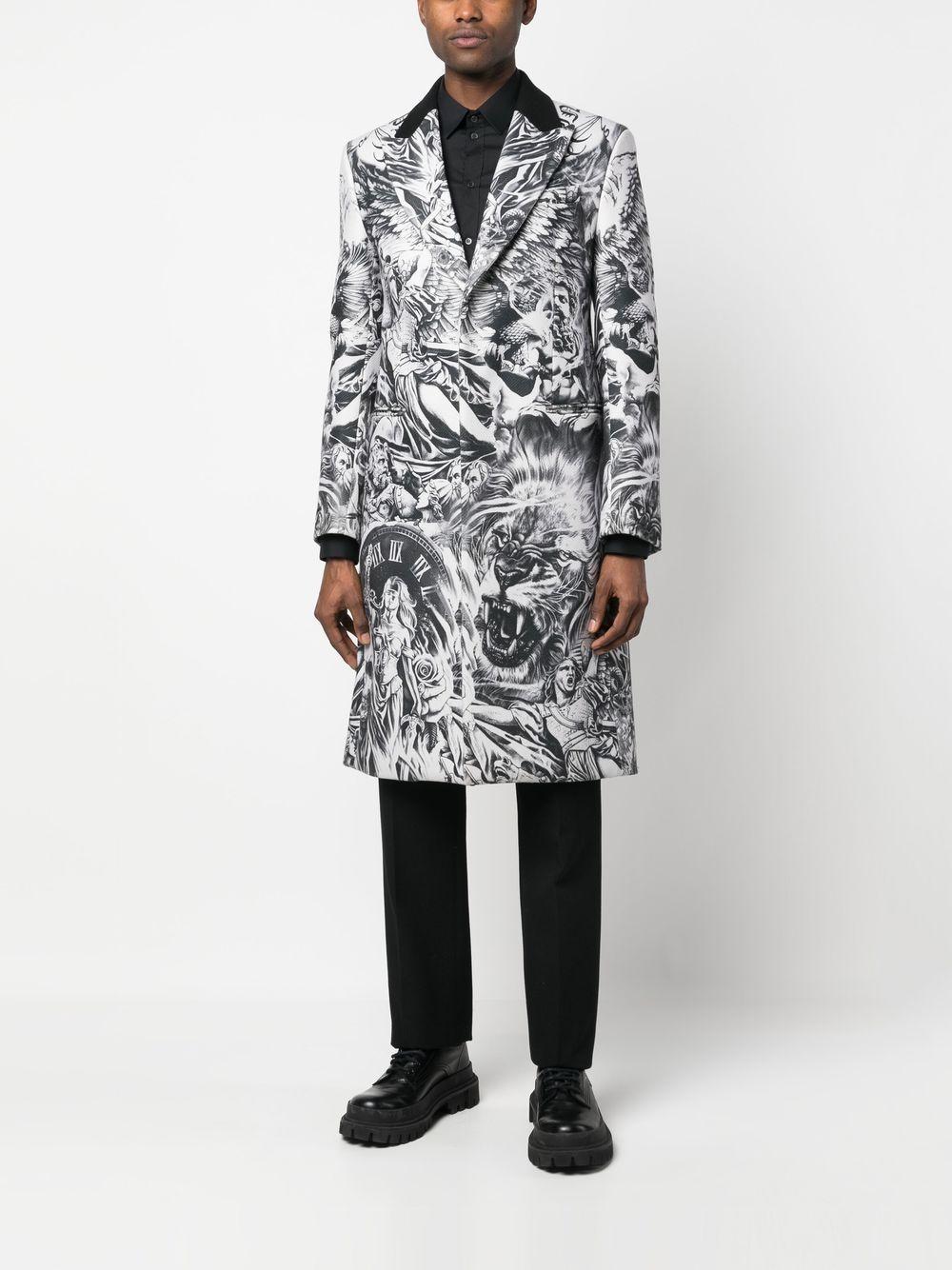 PHILIPP PLEIN Mantel Mit Tattoo-print In Grey Product Image