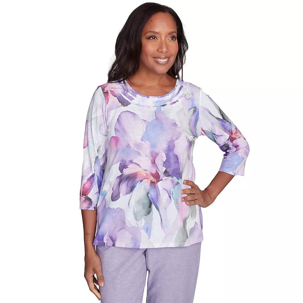 Women's Dramatic Flower Top, Size: Medium, Purple Team Product Image