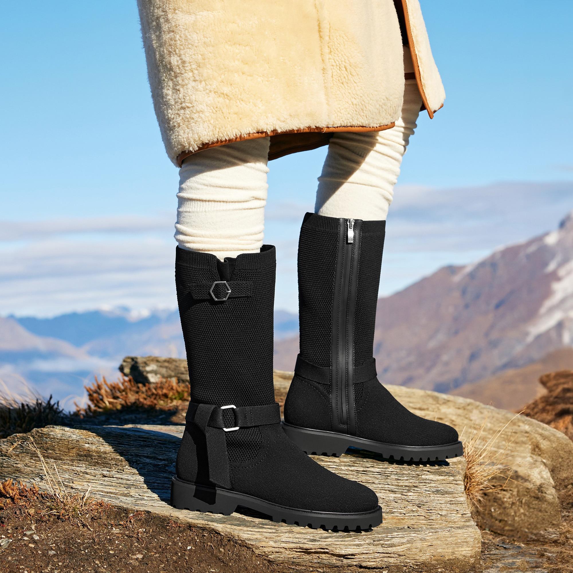 Round-Toe Mid-Calf Biker Boots (Faith) Product Image