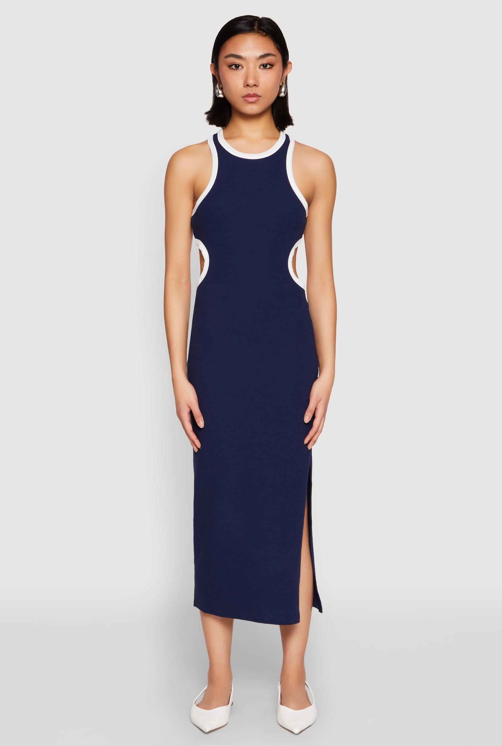 Womens Contrast Trim Cut Out Tank Dress Product Image