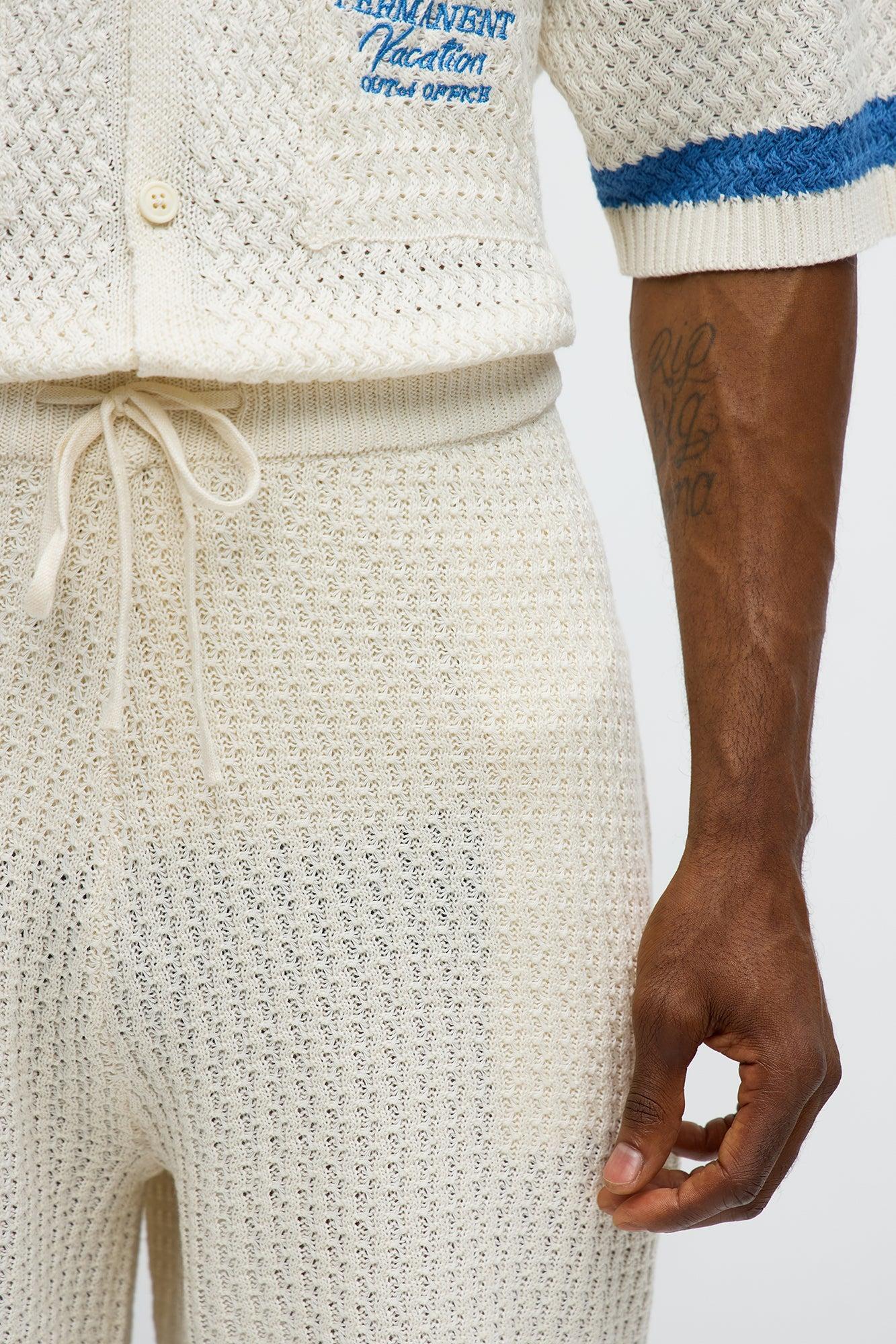 Relaxed Margarita Knit Shorts - White/Blue Product Image