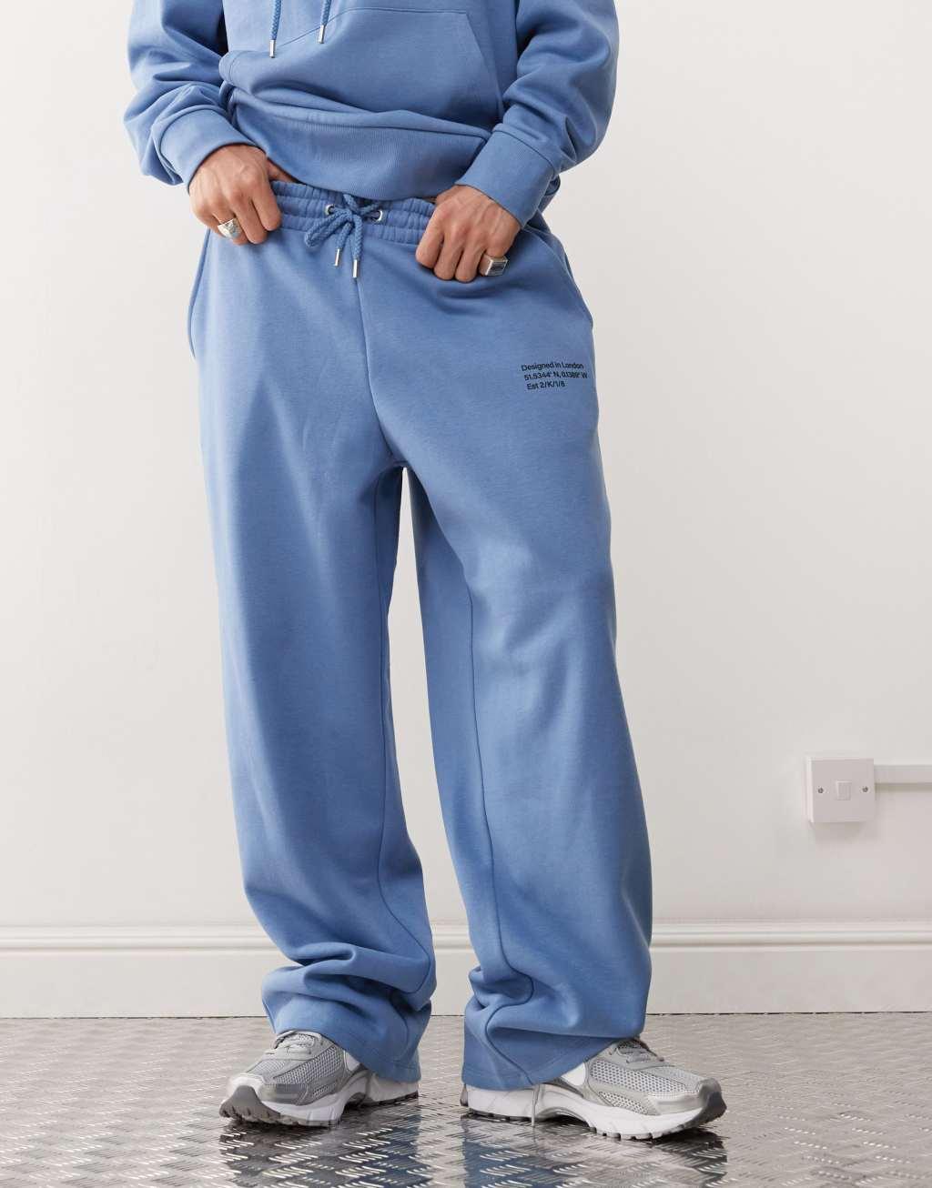 COLLUSION Relaxed skate sweatpants in blue - part of a set Product Image