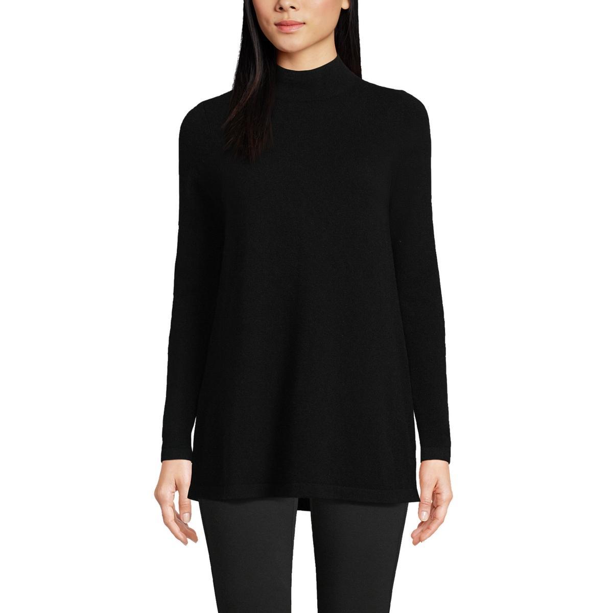 Women's Lands' End Cashmere Mock Neck Swing Tunic Sweater, Size: Large, Fresh Ivory Product Image
