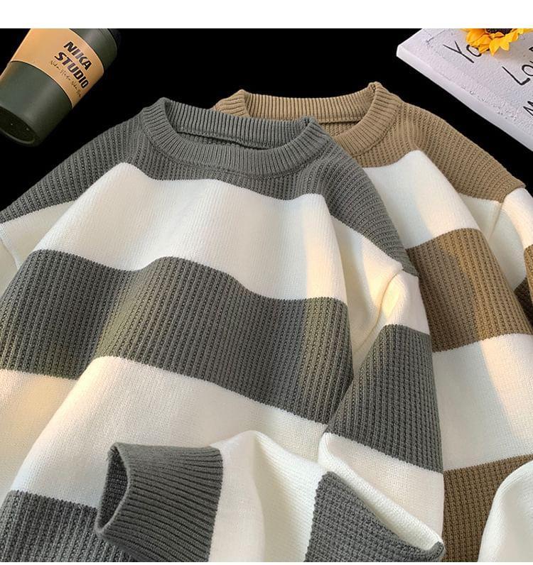 Crew Neck Striped Sweater Product Image