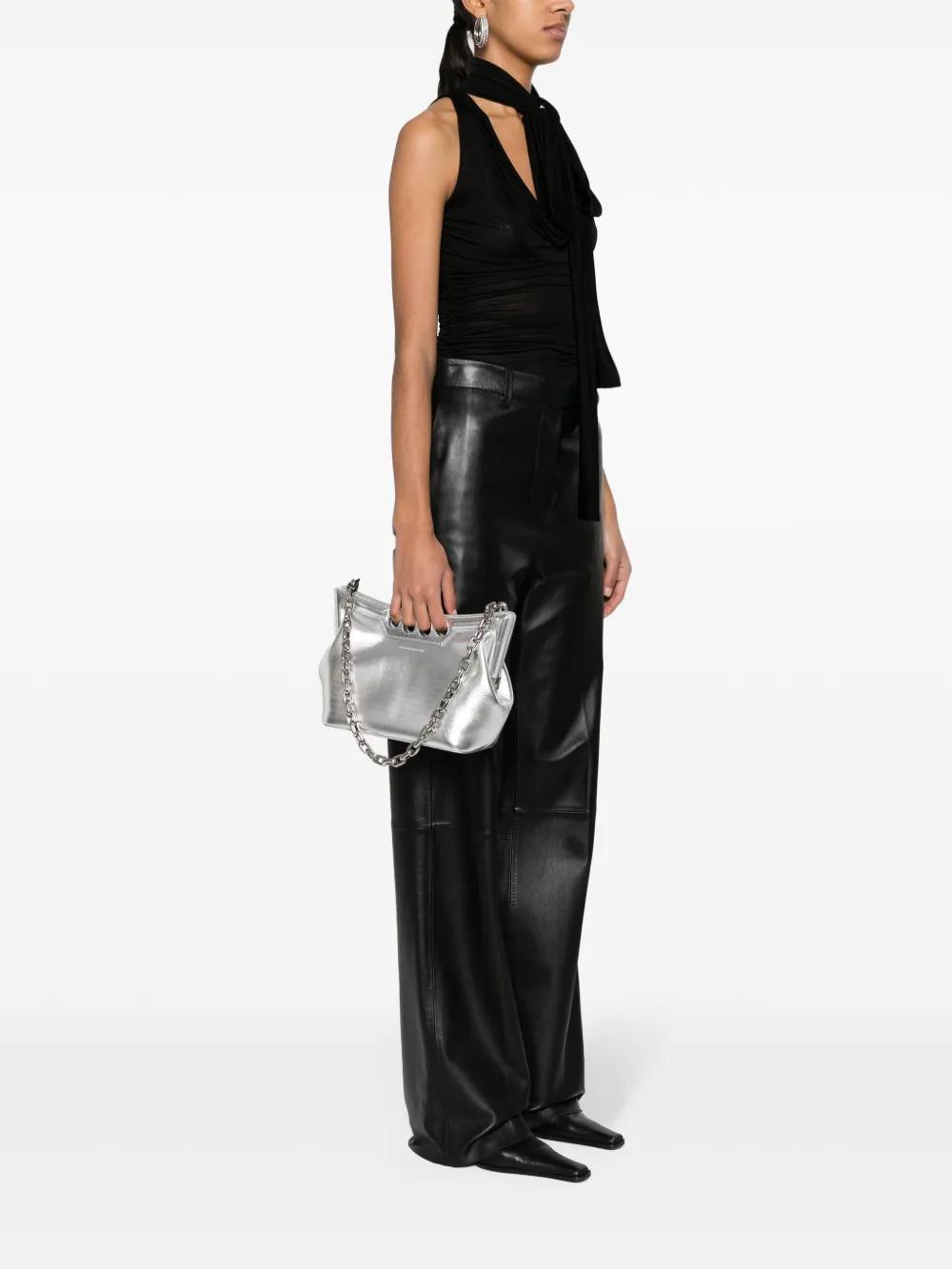 ALEXANDER MCQUEEN Womens Silver The Peak Small Leather Shoulder Bag Product Image