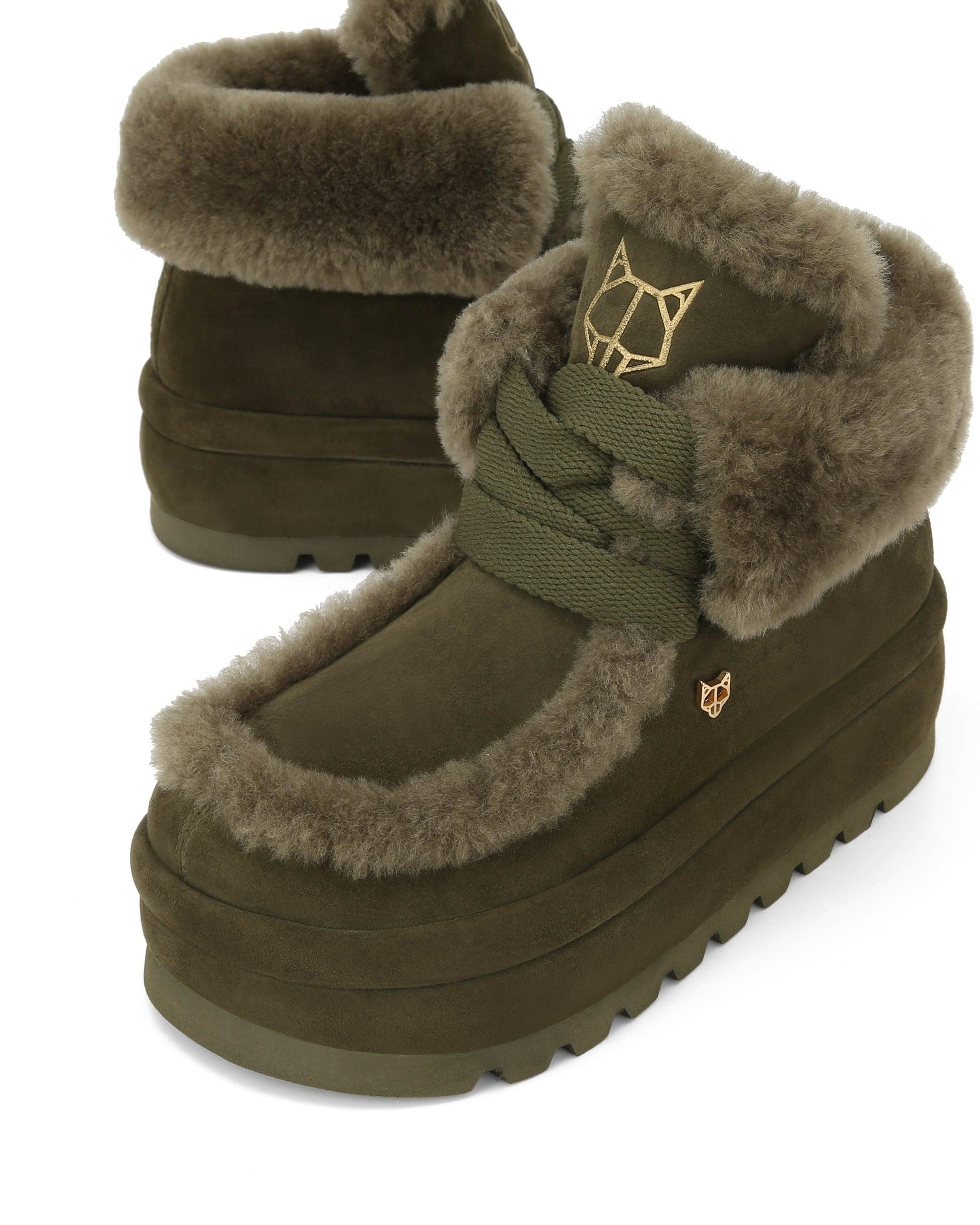 Bambi Dark Olive Suede/Shearling Product Image