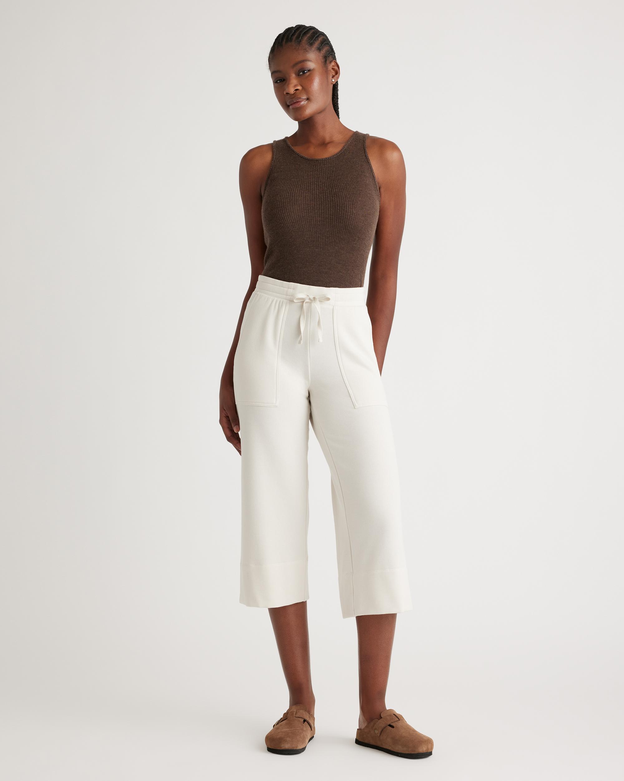 Quince | Women's SuperSoft Fleece Cropped Wide Leg Pants Lenzing Modal Product Image