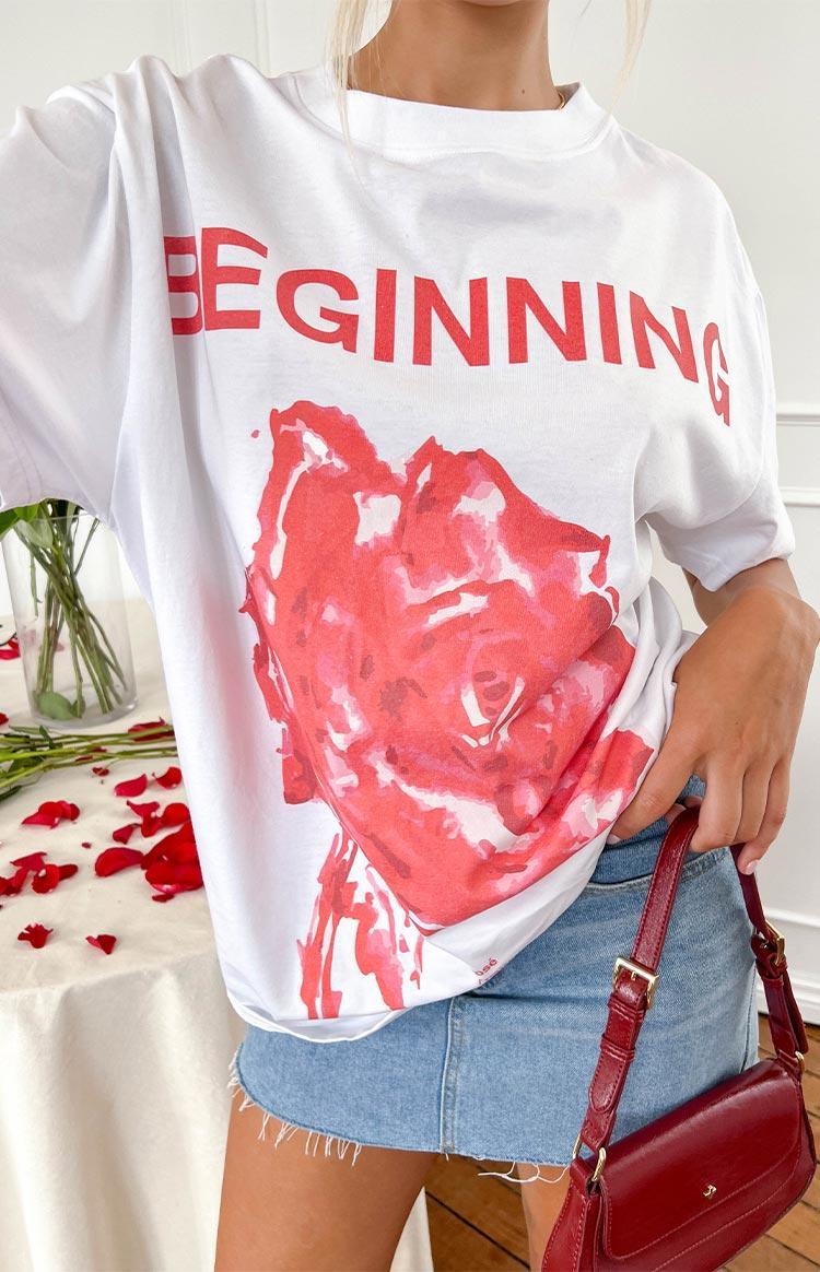Beginning Rose White Tee Product Image