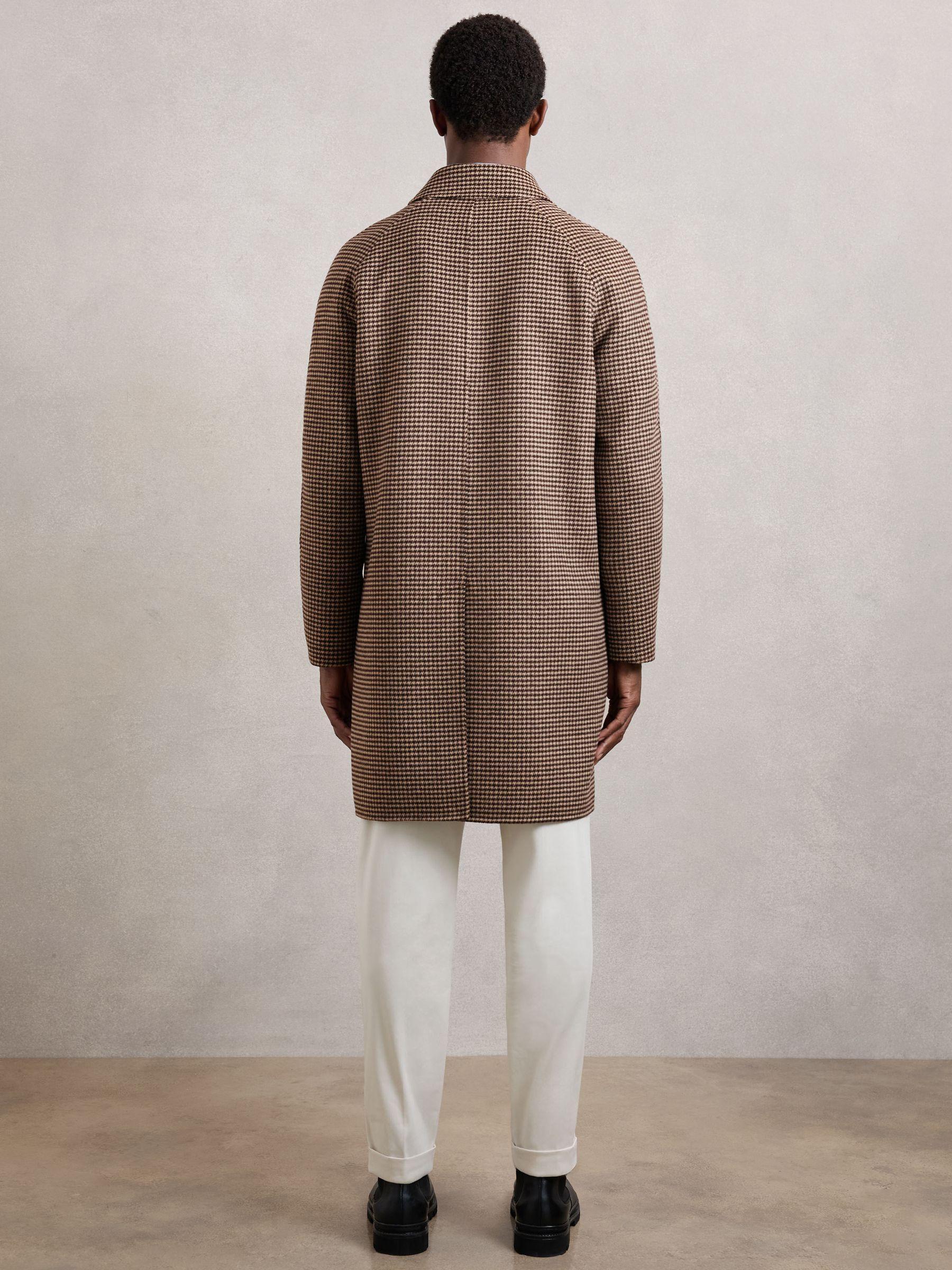 Wool-Blend Dogtooth-Check Overcoat in Brown Product Image