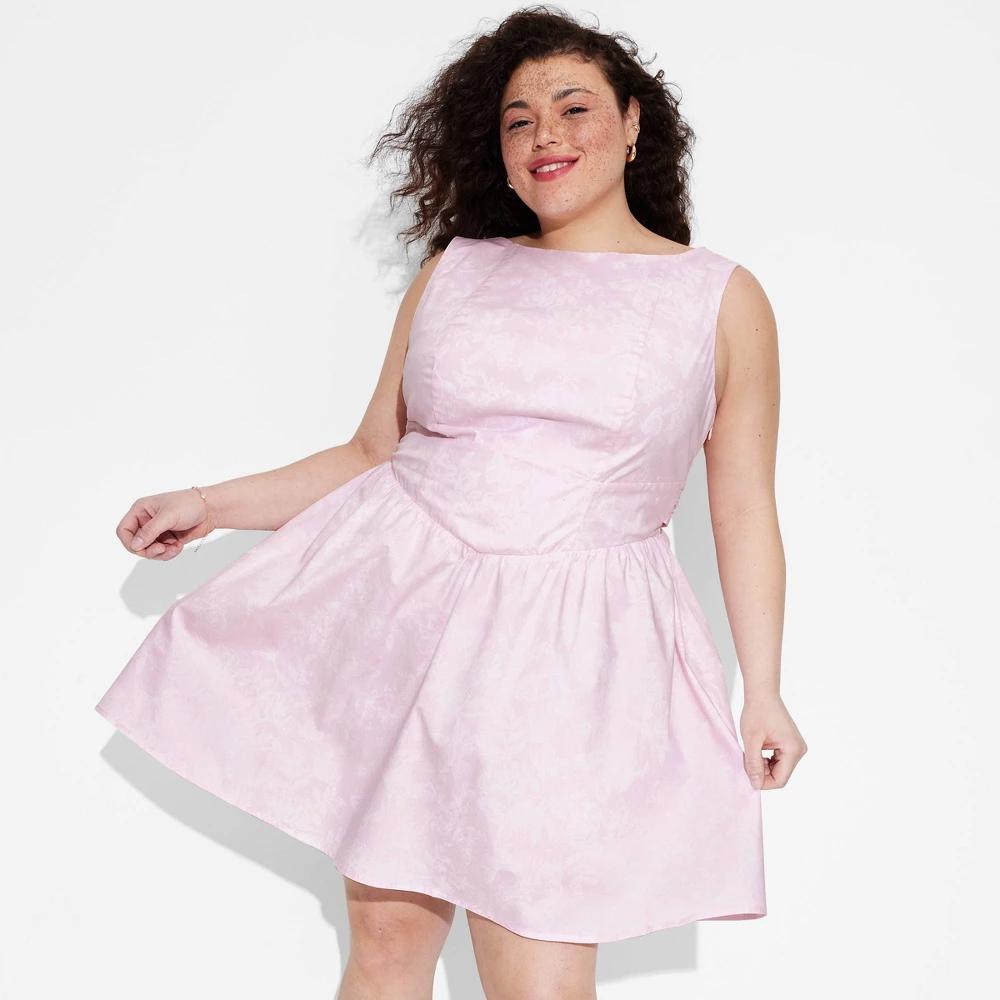 Women's Bow Back Mini A-Line Dress - Wild Fable™ Floral 2X Product Image
