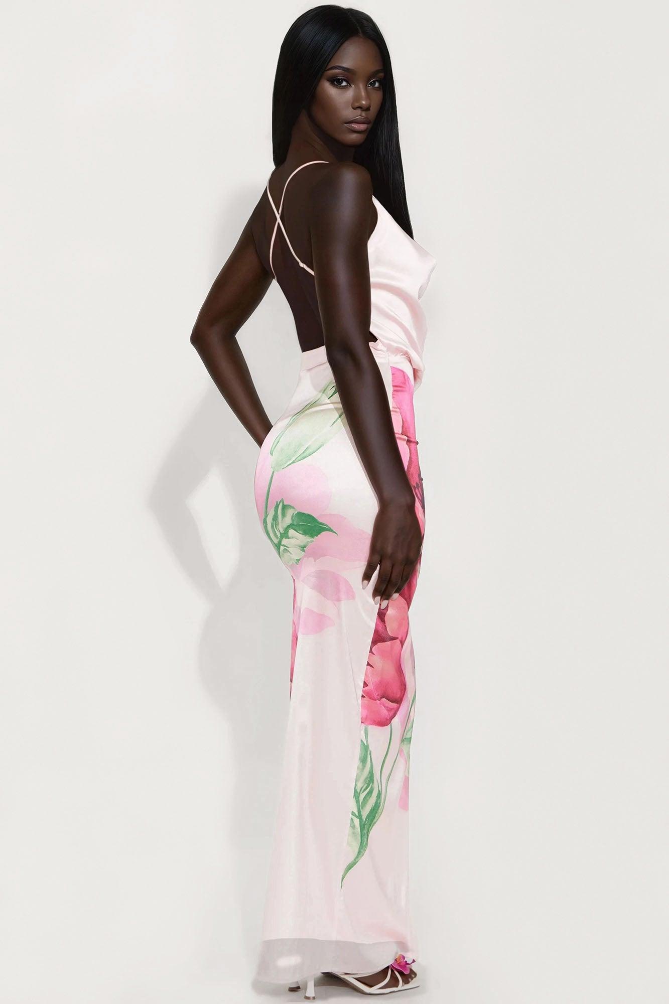 Sweet As Can Be Satin Maxi Dress - Pink/combo Product Image