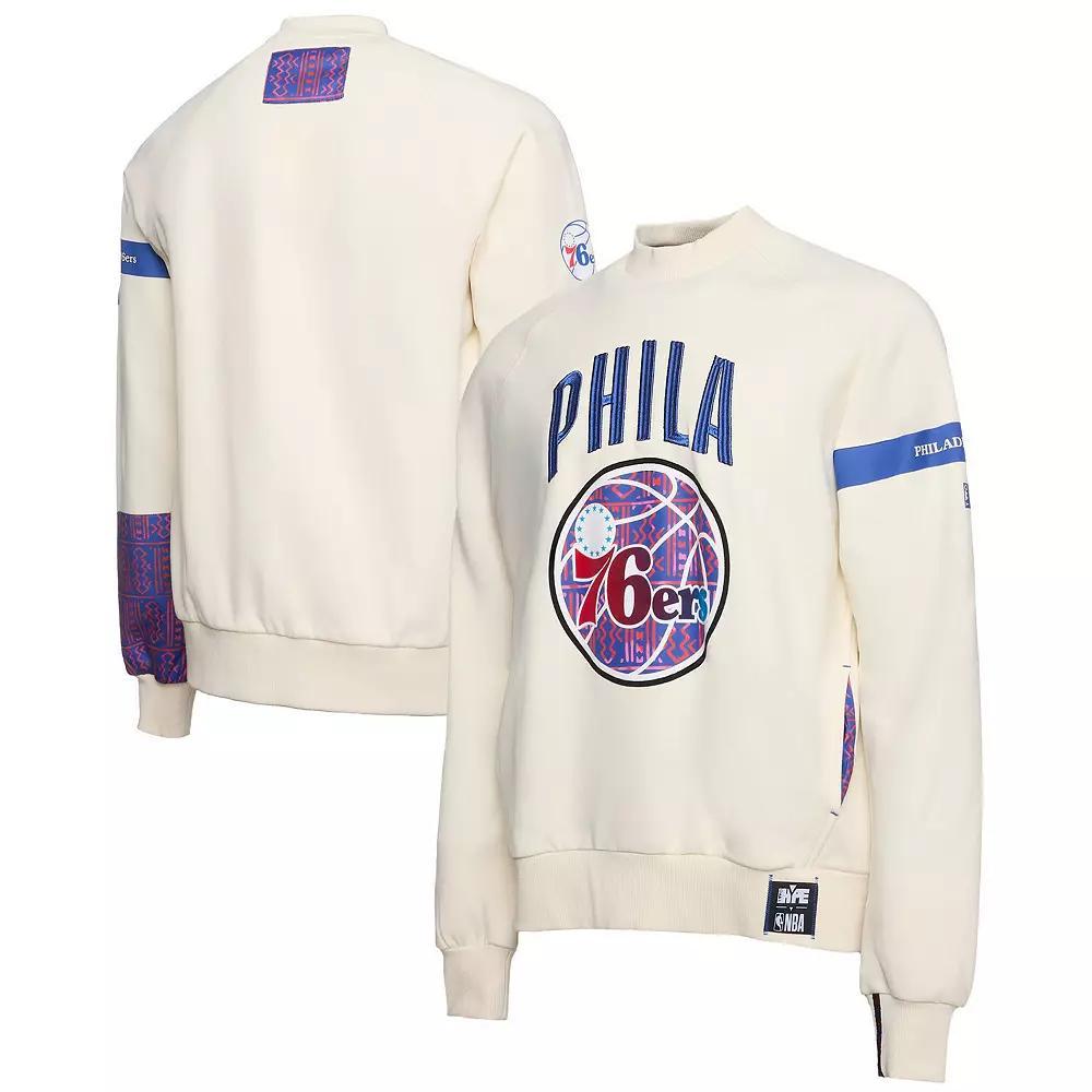 Men's NBA x Two Hype  Cream Philadelphia 76ers Culture & Hoops Collection Premium Pullover Sweatshirt, Size: Medium, 76r Beige Product Image
