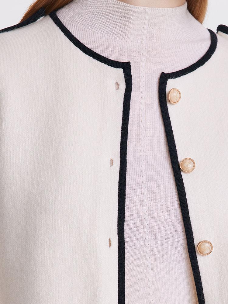 Contrast Soft Woolen Cardigan Product Image