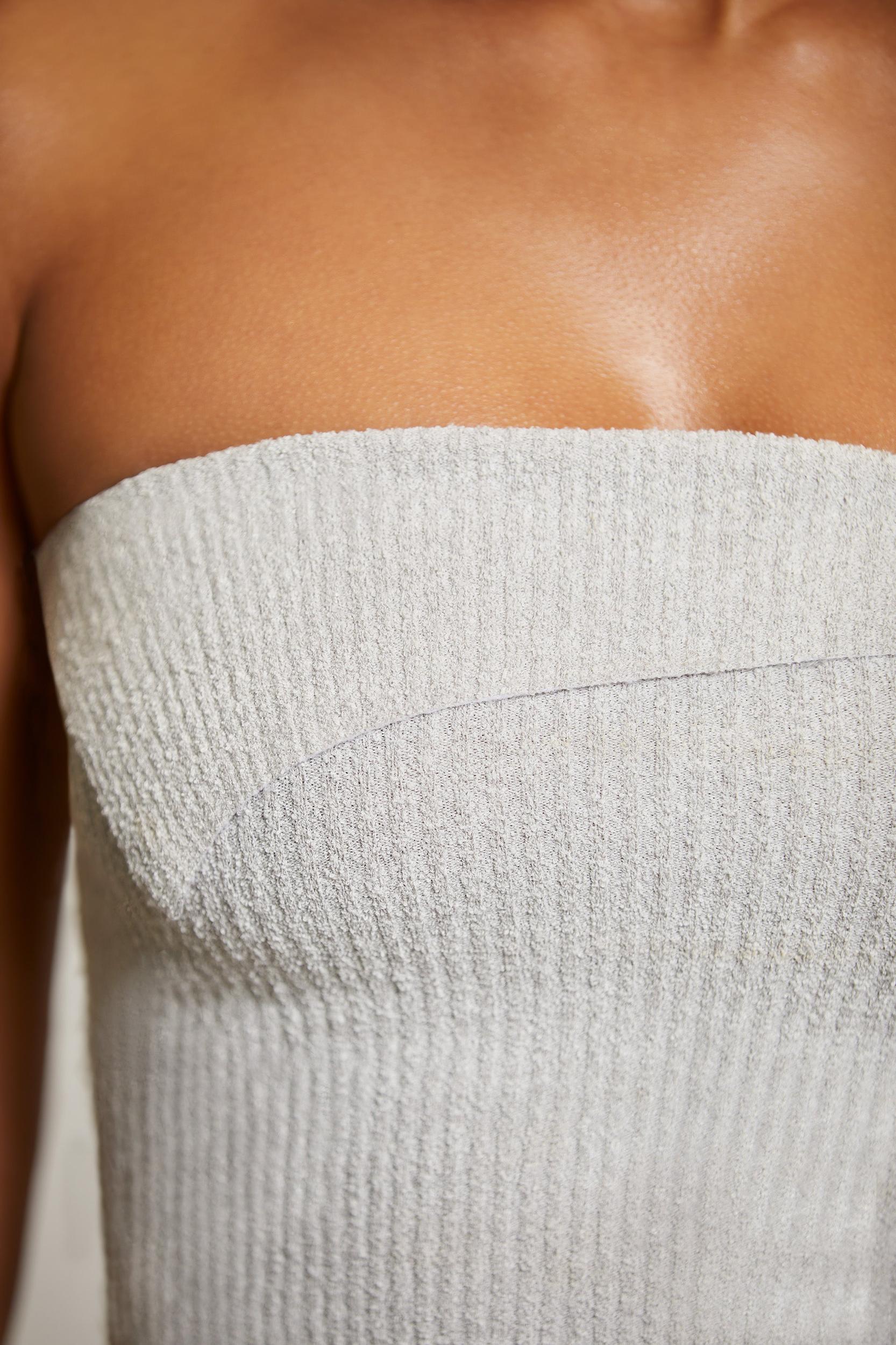 Overlap Bandeau Crop Top in Grey Product Image