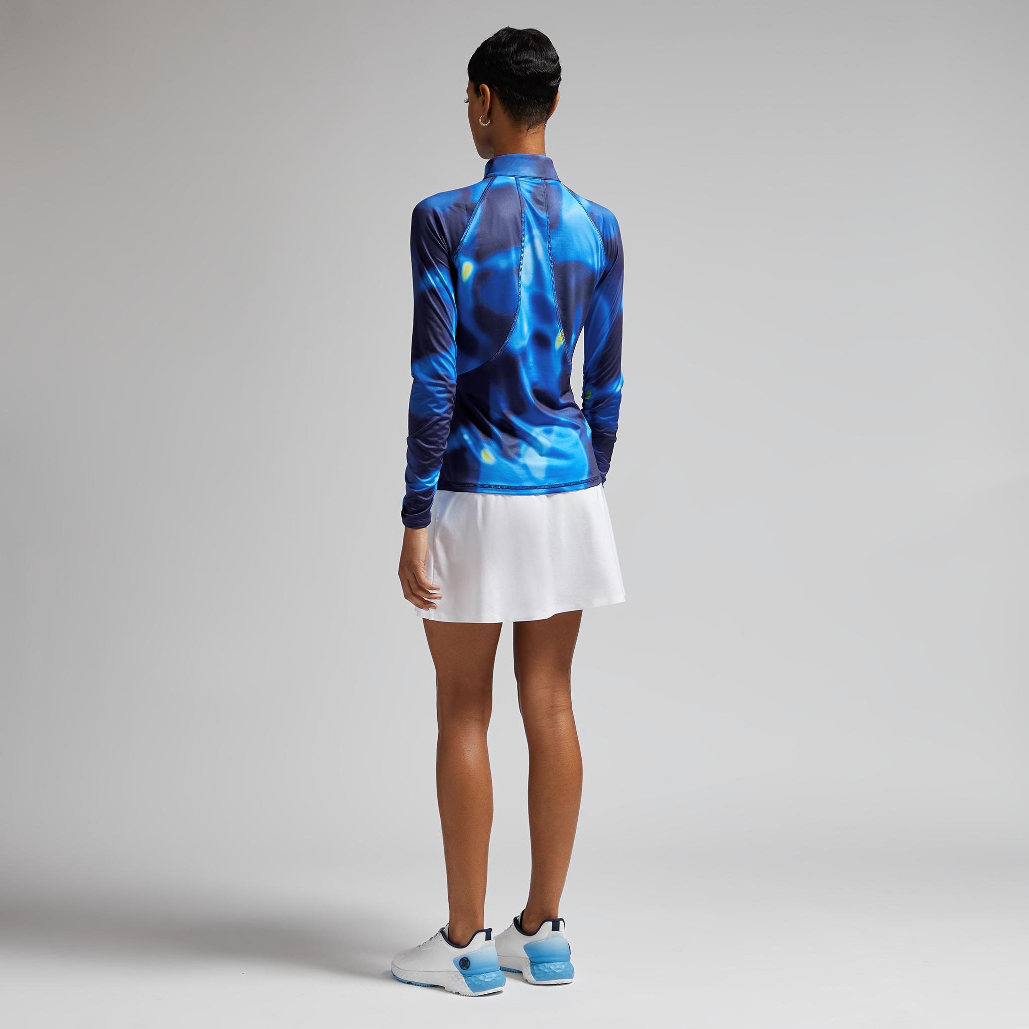 BOKEH CAMO TECH JERSEY RUCHED QUARTER ZIP PULLOVER Product Image