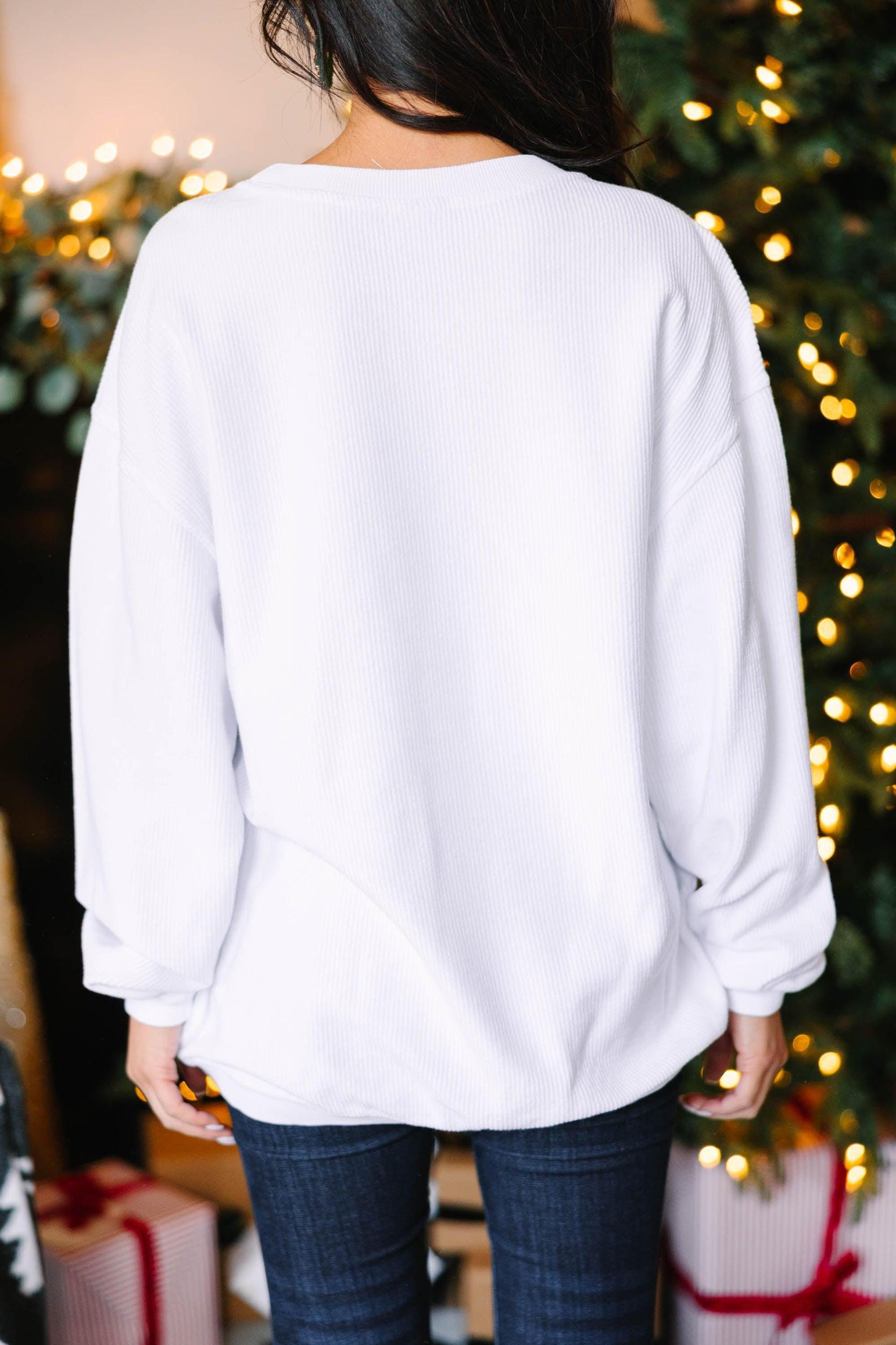 Merry & Bright White Graphic Corded Sweatshirt Female Product Image