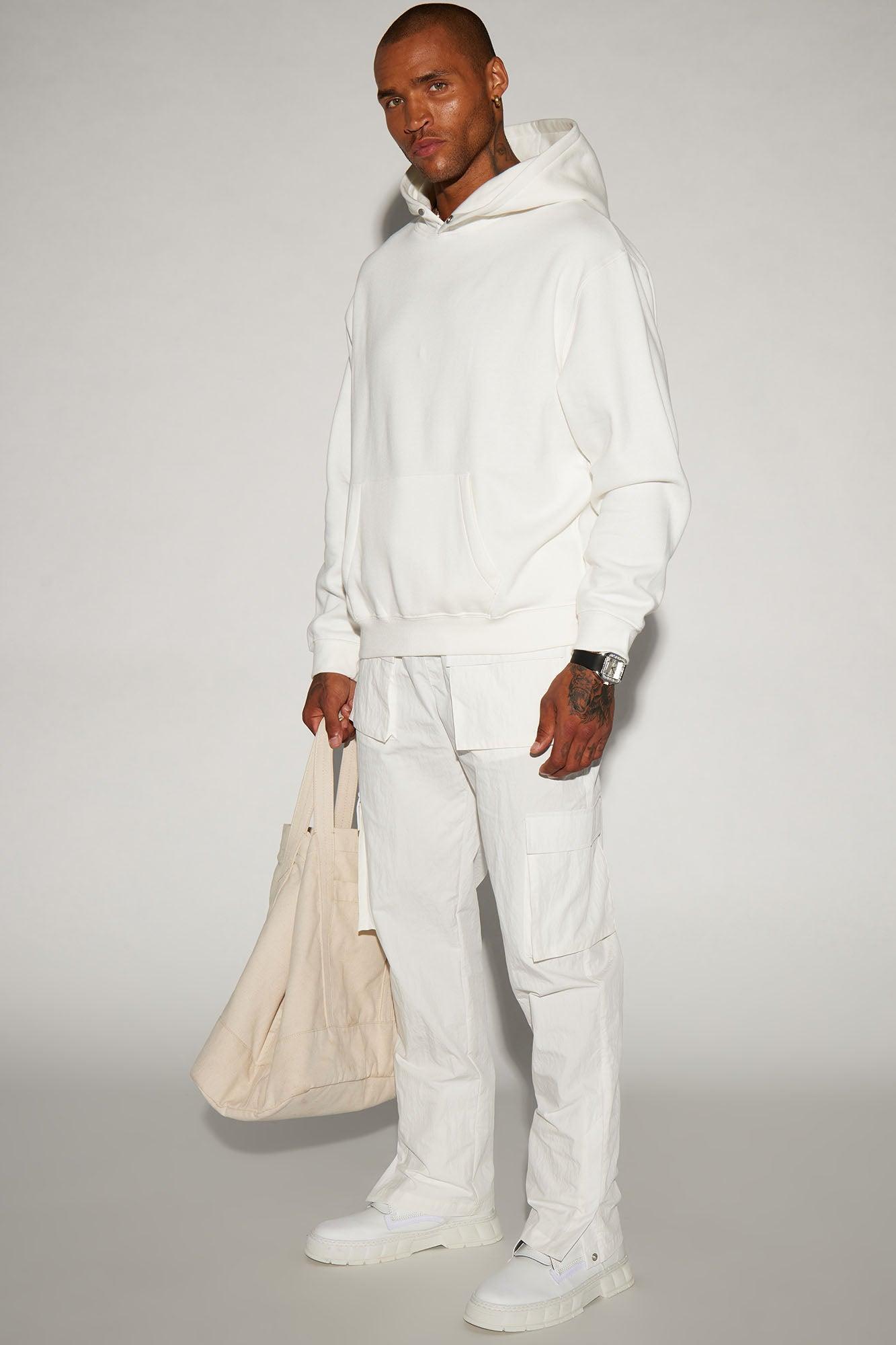 Slim Lagos Textured Nylon Snap Cargo Pants - White Product Image