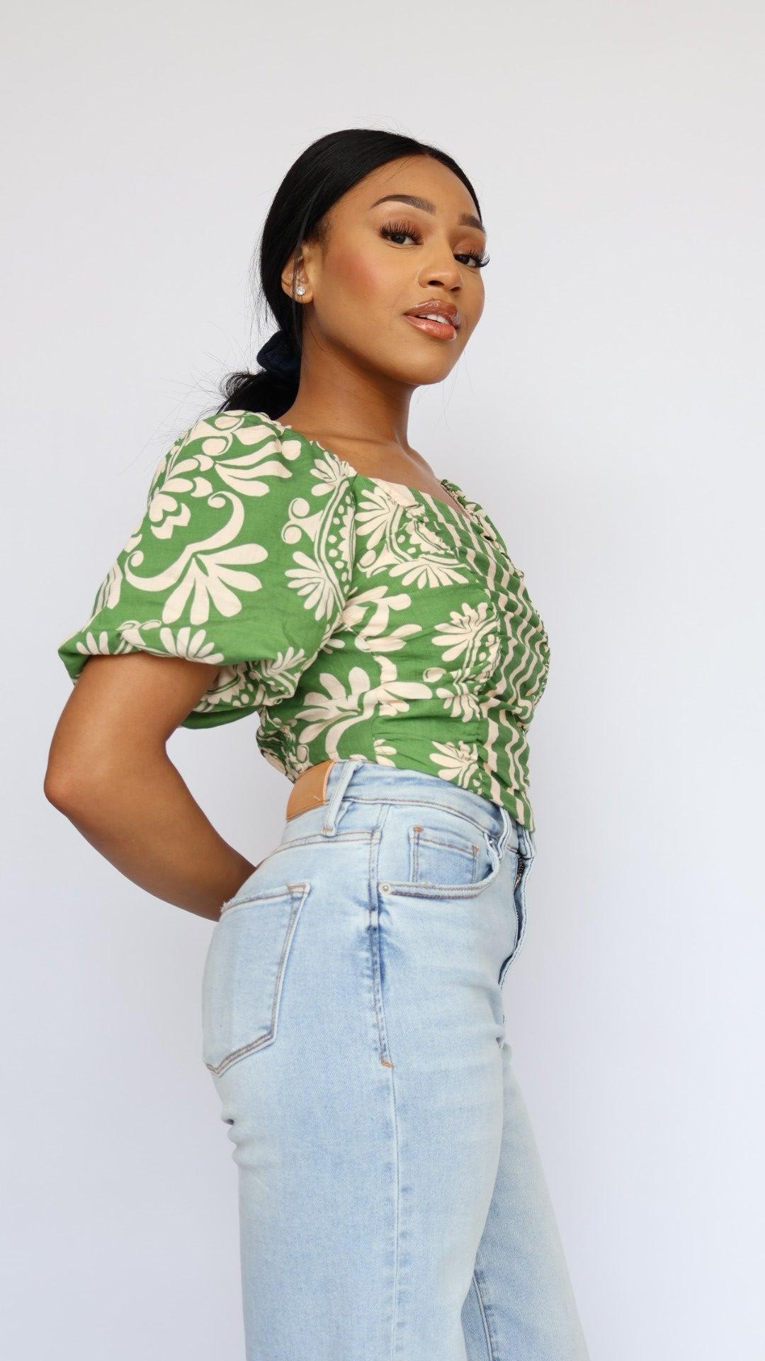 Floral Puff Sleeve Crop Top Product Image